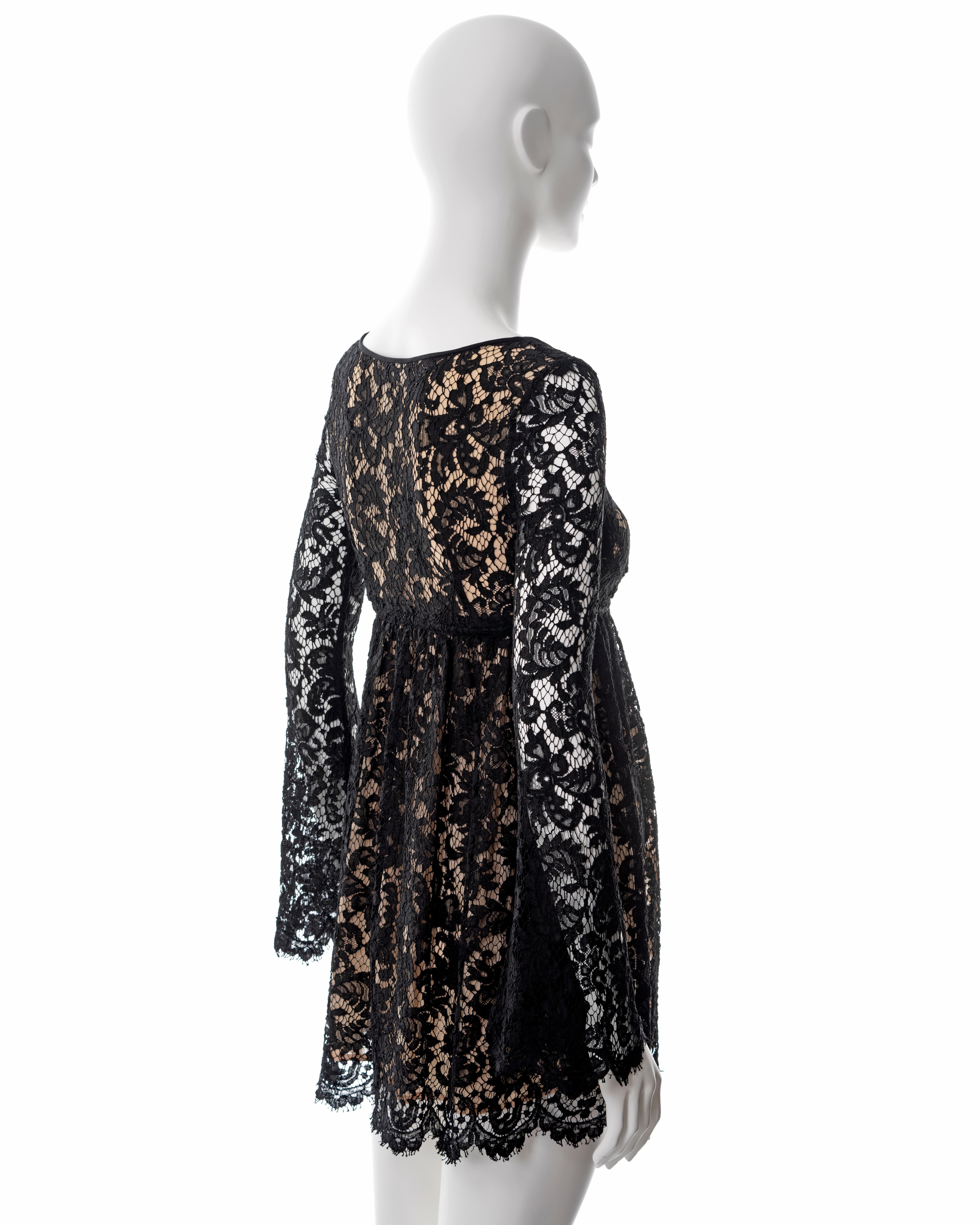 Gucci by Tom Ford black lace long sleeve mini dress, ss 1996 For Sale 3