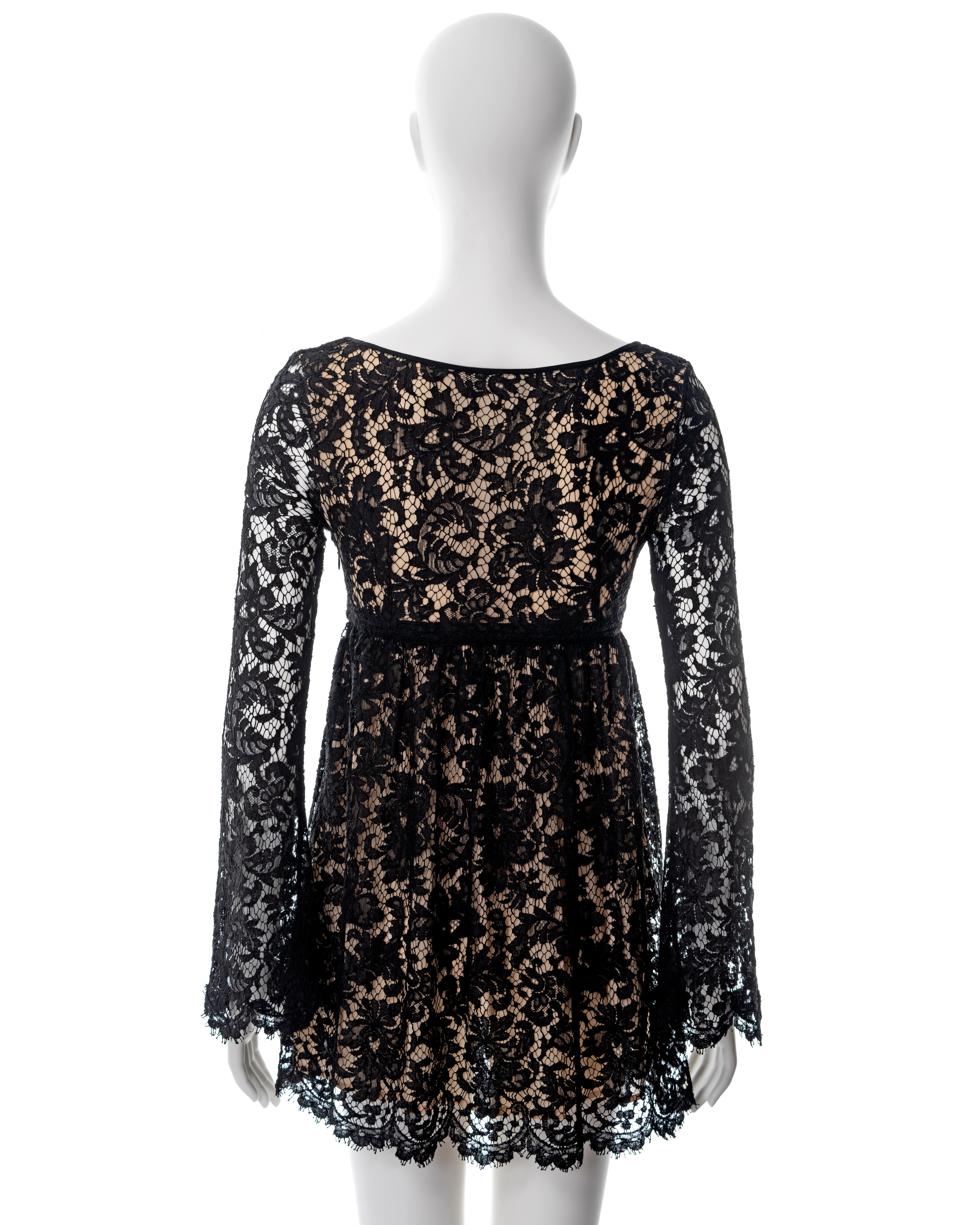Gucci by Tom Ford black lace long sleeve mini dress, ss 1996 For Sale 4
