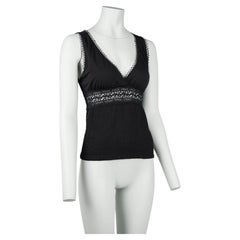 Gucci by Tom Ford Black Lace Trim Modal Top, circa S/S 1999