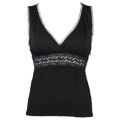 Gucci by Tom Ford Black Lace Trim Modal Top, circa S/S 1999