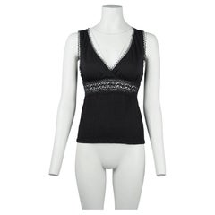 Gucci by Tom Ford Black Lace Trim Modal Top, circa S/S 1999
