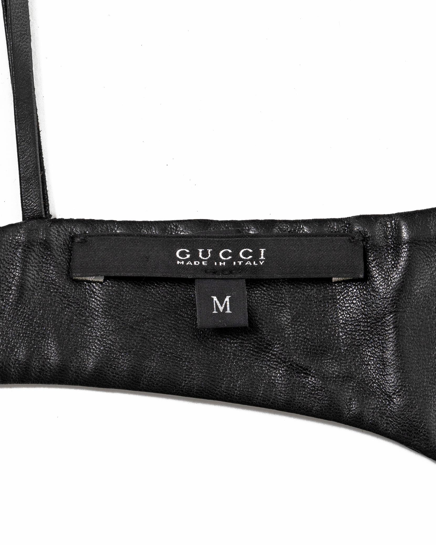 Schwarzes Leder-BH-Top von Gucci by Tom Ford, 2-teilig, F/S 2001 im Angebot 6