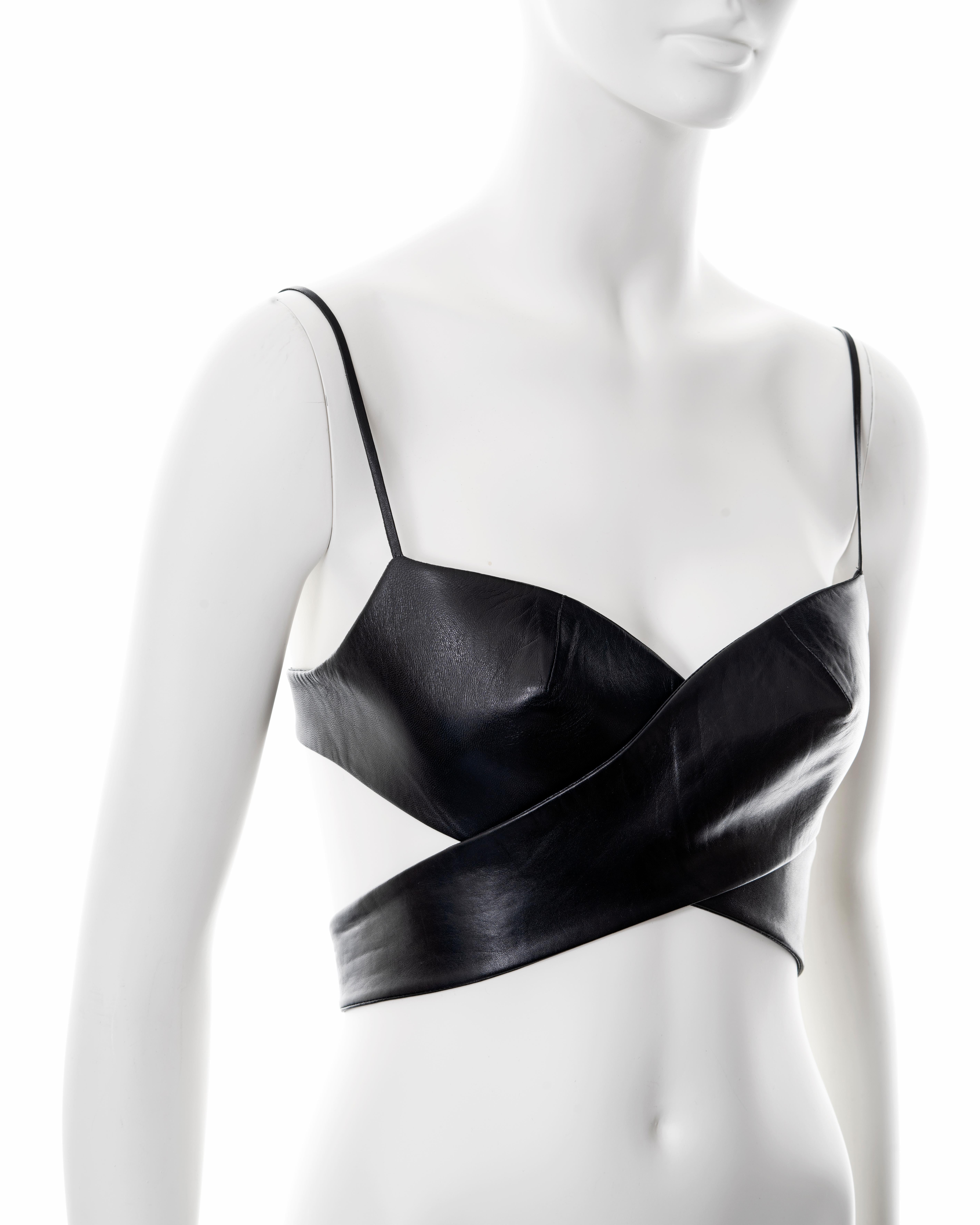 Gucci by Tom Ford black leather 2-piece bra top, ss 2001 For Sale 1