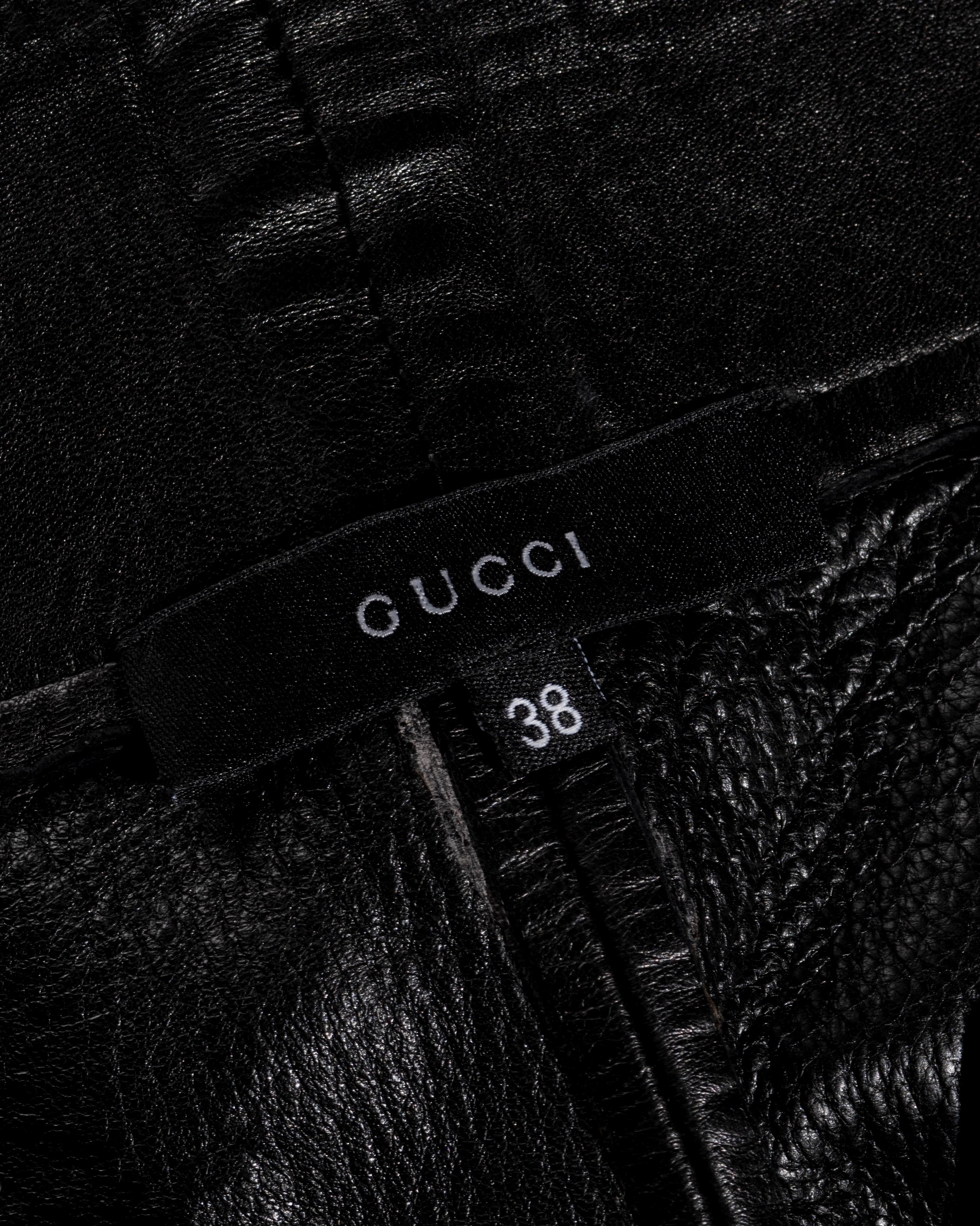 Pantalon évasé en cuir noir et fourrure de vison Gucci by Tom Ford, A/H 1999 en vente 6