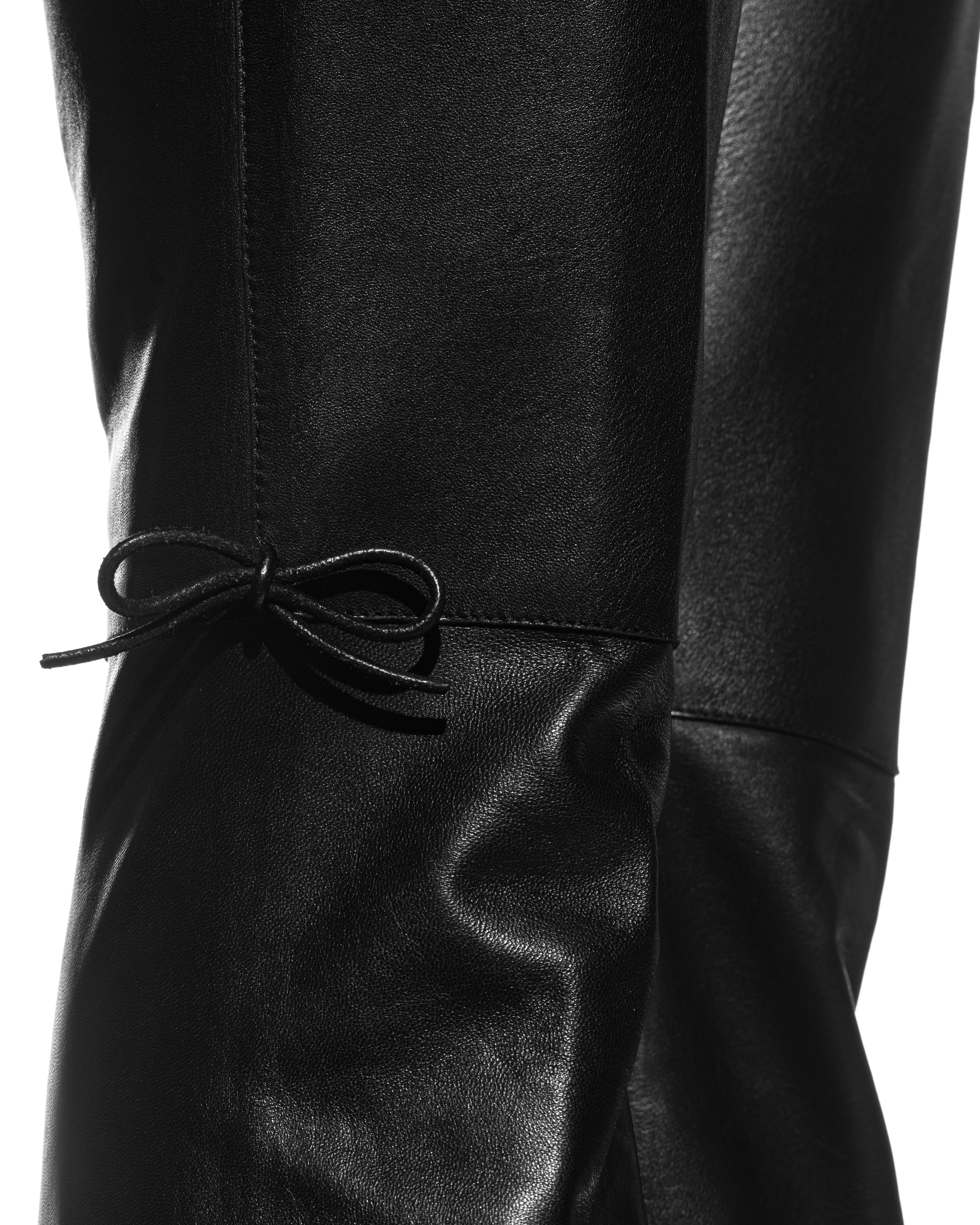 Gucci by Tom Ford black leather and mink fur flared pants, fw 1999 For Sale 1