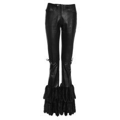 Gucci by Tom Ford black leather and mink fur flared pants, fw 1999