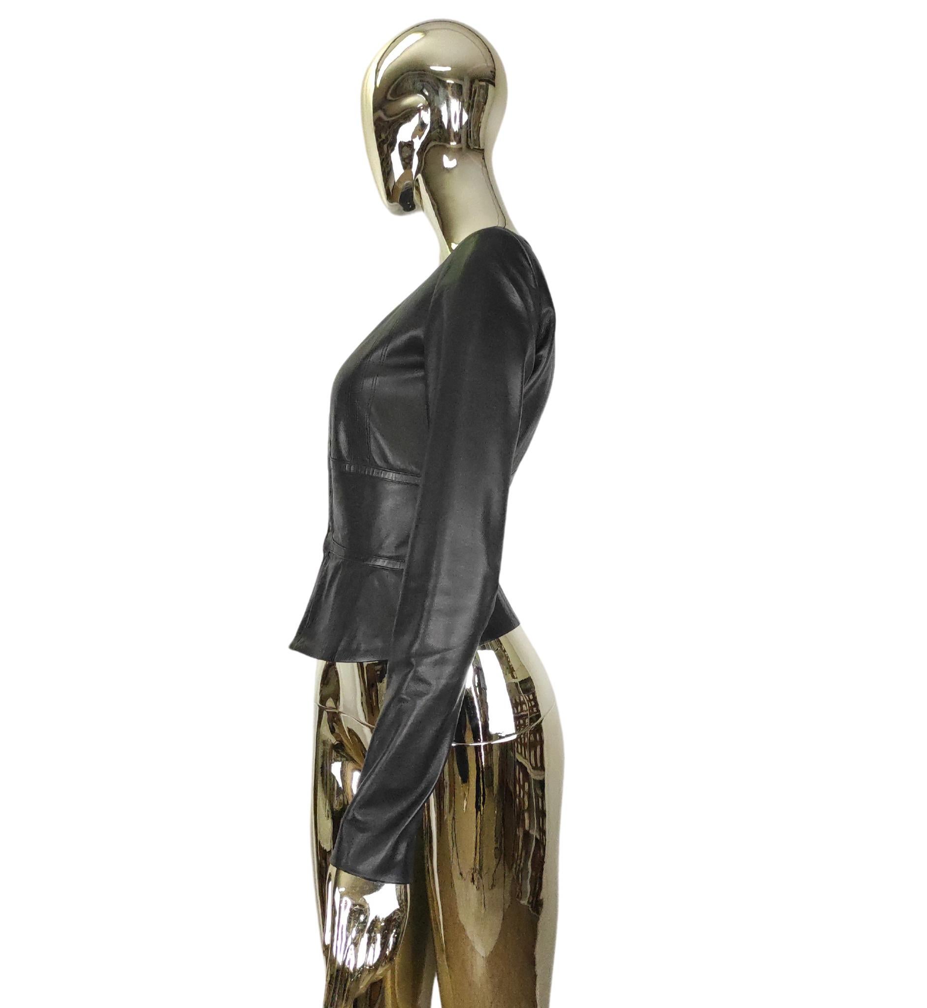 Gucci by Tom Ford black leather corset jacket In Good Condition In Milano, IT
