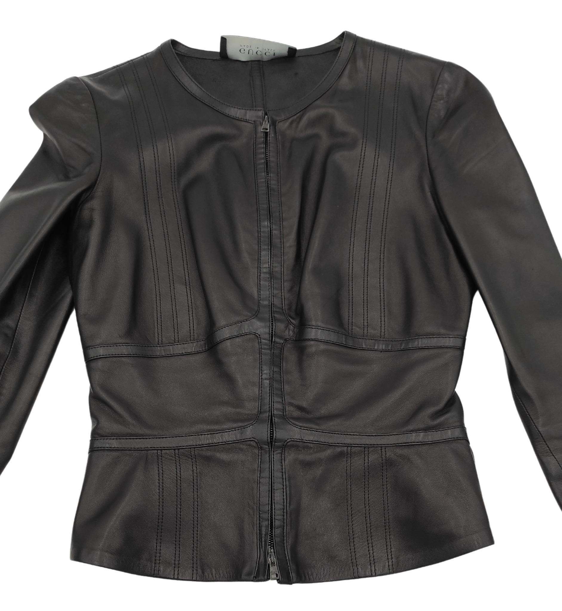 Women's Gucci by Tom Ford black leather corset jacket