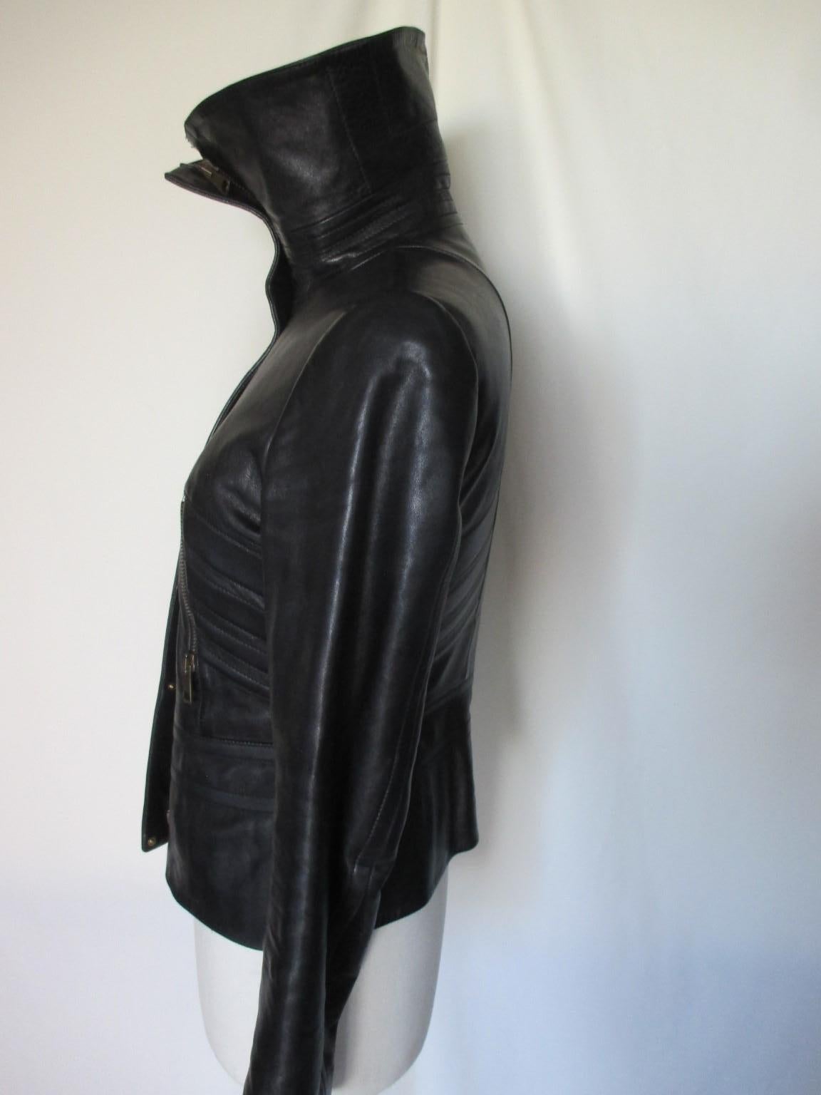 Schwarze Lederjacke von Gucci by Tom Ford im Zustand „Gut“ in Amsterdam, NL