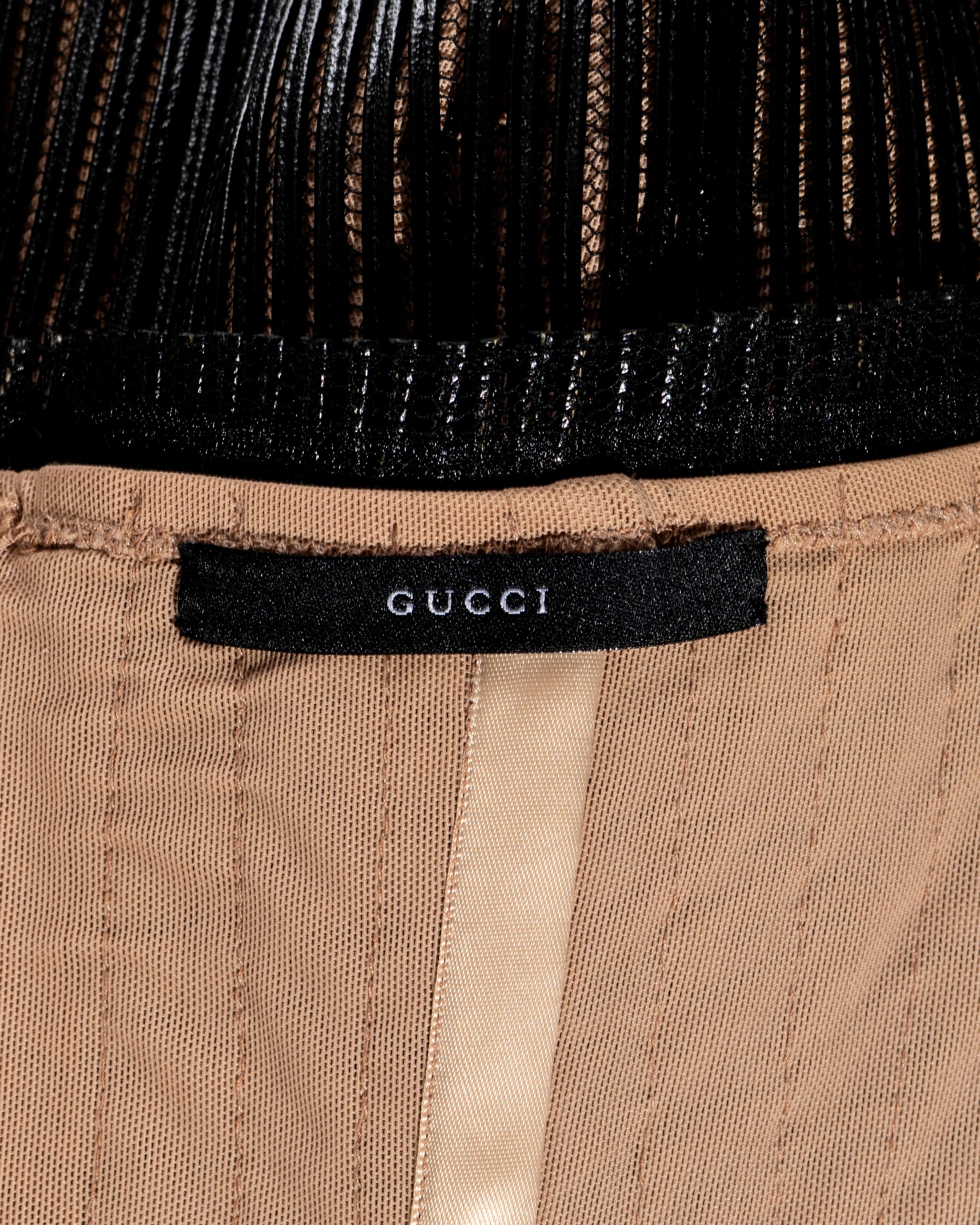 Gucci by Tom Ford black leather strapless corset dress, ss 2001 4