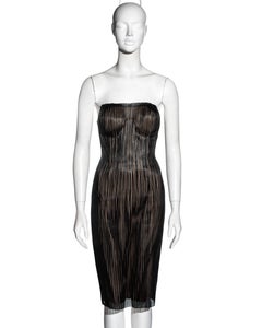 Gucci by Tom Ford black leather strapless corset dress, ss 2001