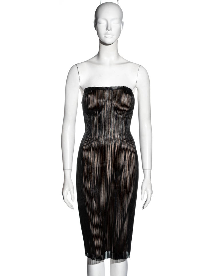 black high fashion dress Betsy Black Corset Leather Dress with Lace – WAMA>MODA main image 1