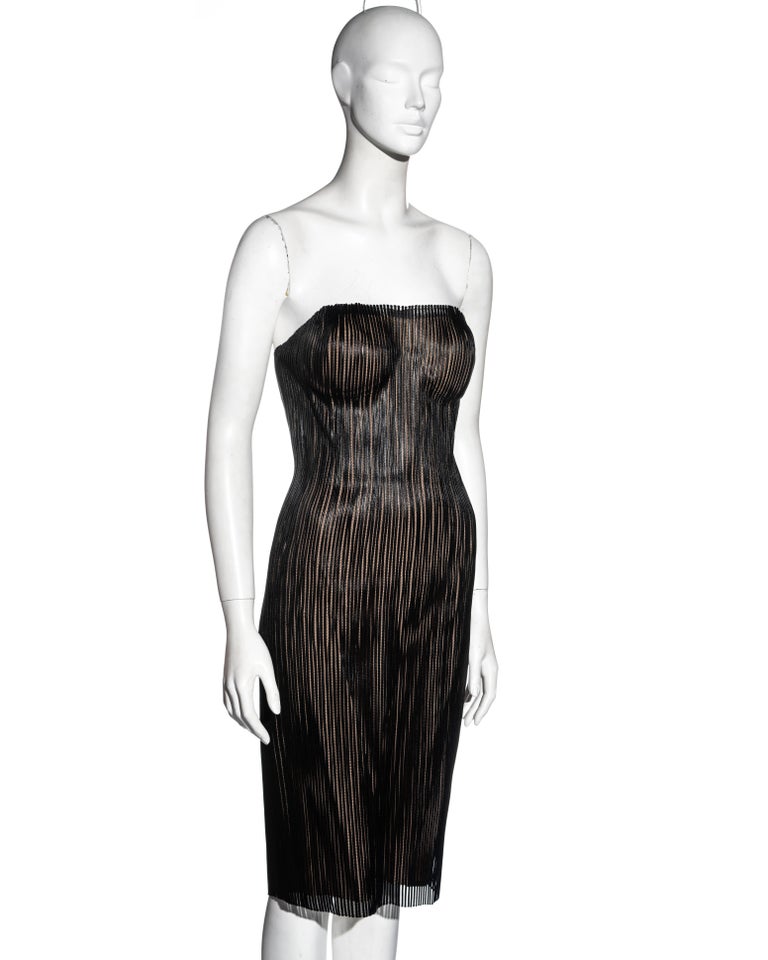 Gucci by Tom Ford black leather strapless corset dress, ss 2001 For ...