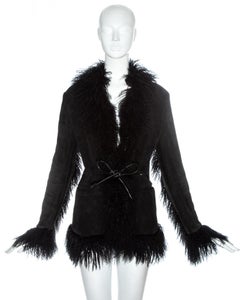 Gucci by Tom Ford black Mongolian lamb and leather jacket, fw 1999