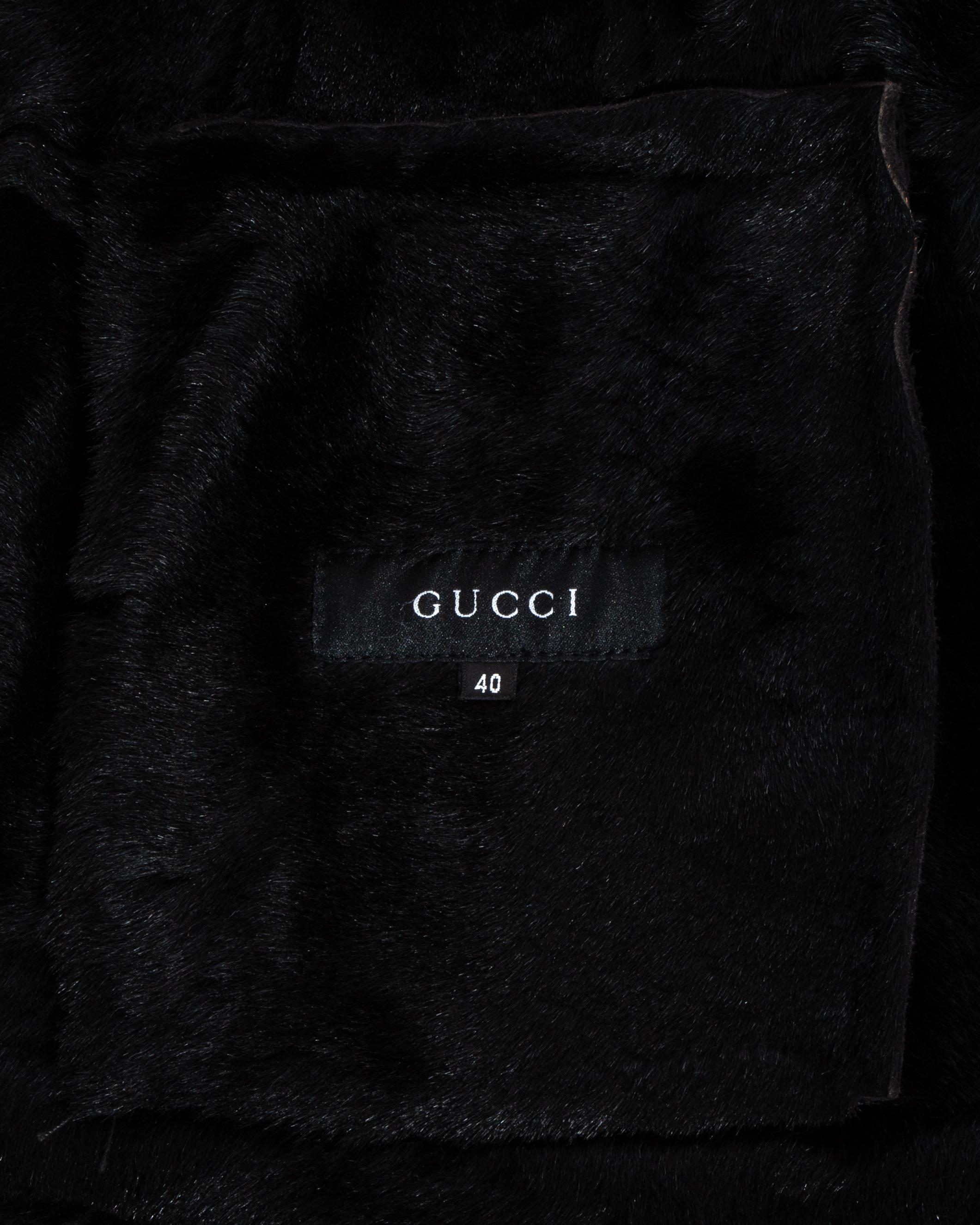 Tom Ford pour Gucci Veste en cuir et agneau de Mongolie noir, 1999 en vente 3