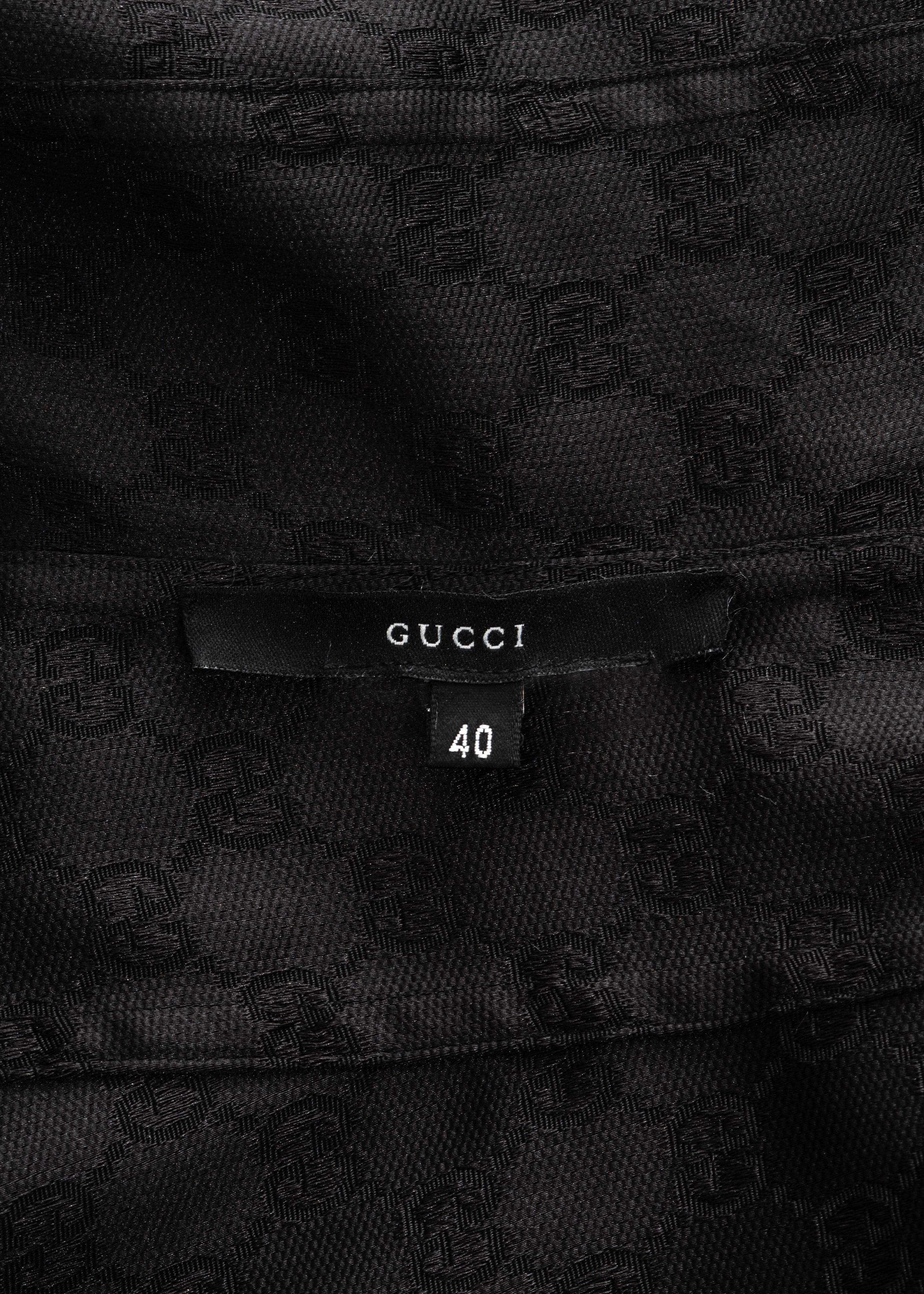 Gucci by Tom Ford black monogram canvas and leather fitted shirt, fw 2000 In Good Condition In London, GB