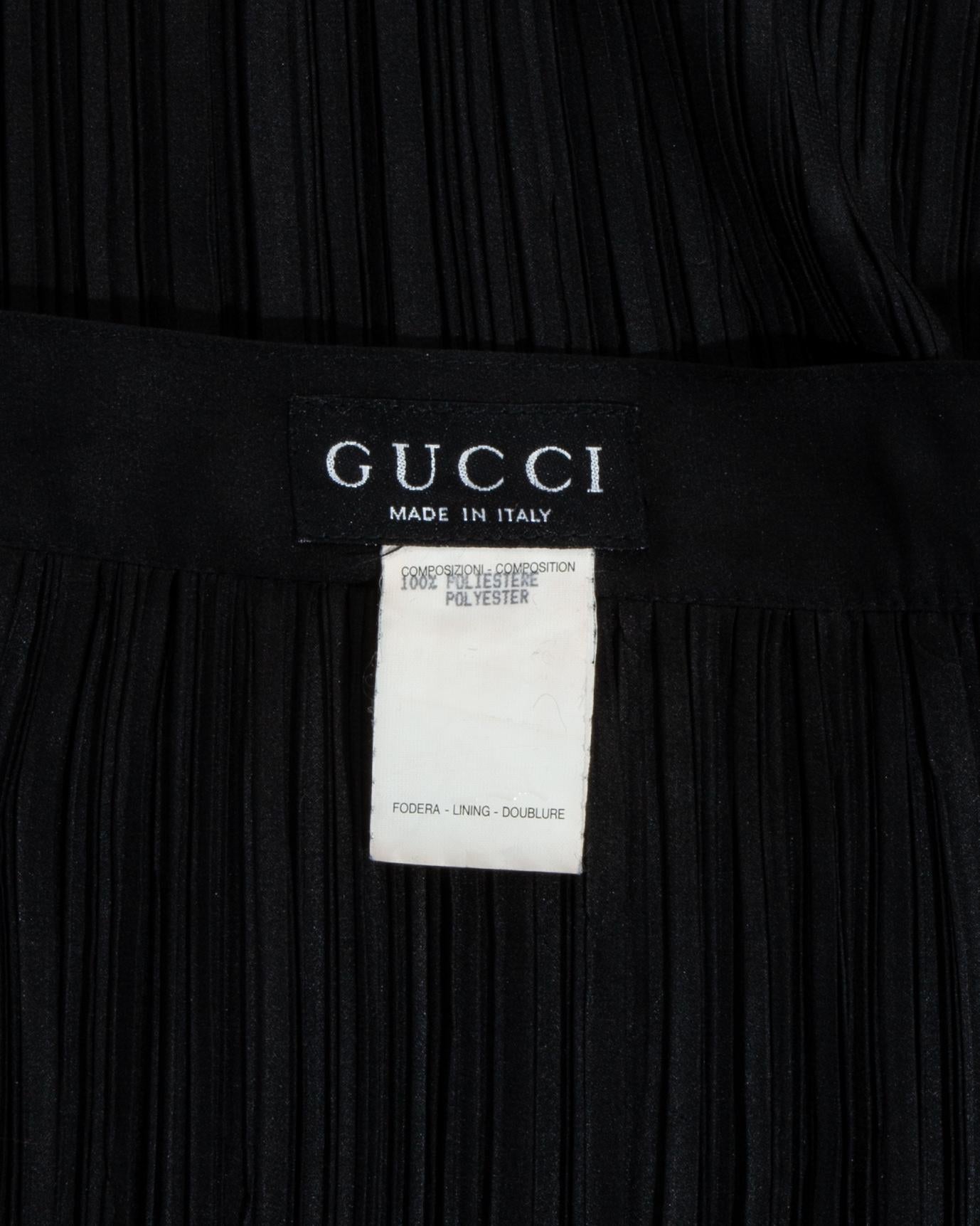 Women's Gucci by Tom Ford black pleated tunic and pants ensemble, ss 1996 For Sale