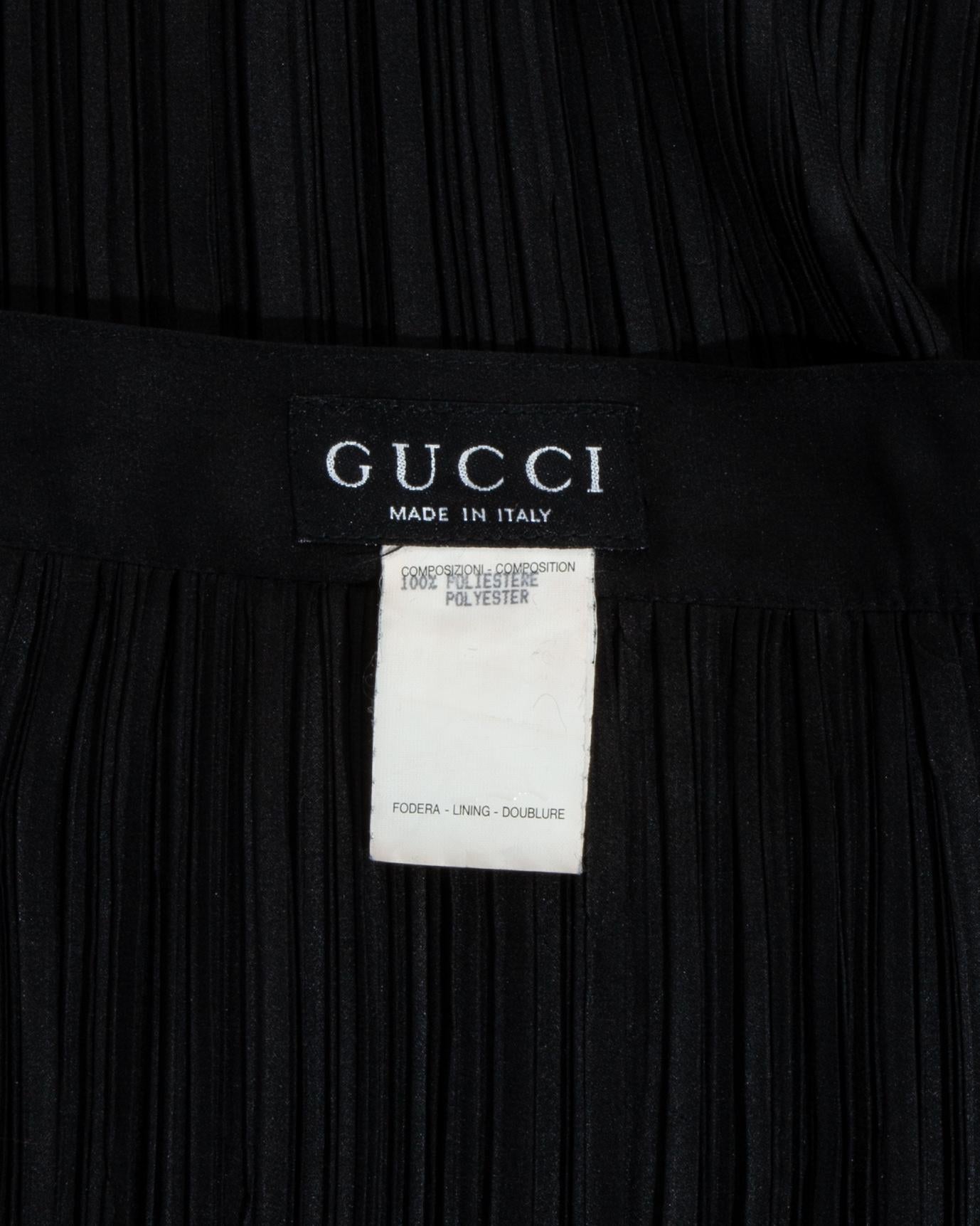 Women's Gucci by Tom Ford black pleated tunic and pants ensemble, ss 1996