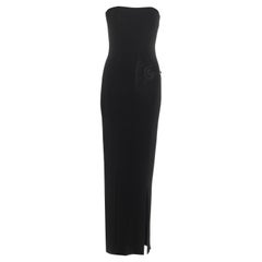 Schwarzes trägerloses Abendkleid aus Viskose und Leder, Gucci by Tom Ford, ss 1998