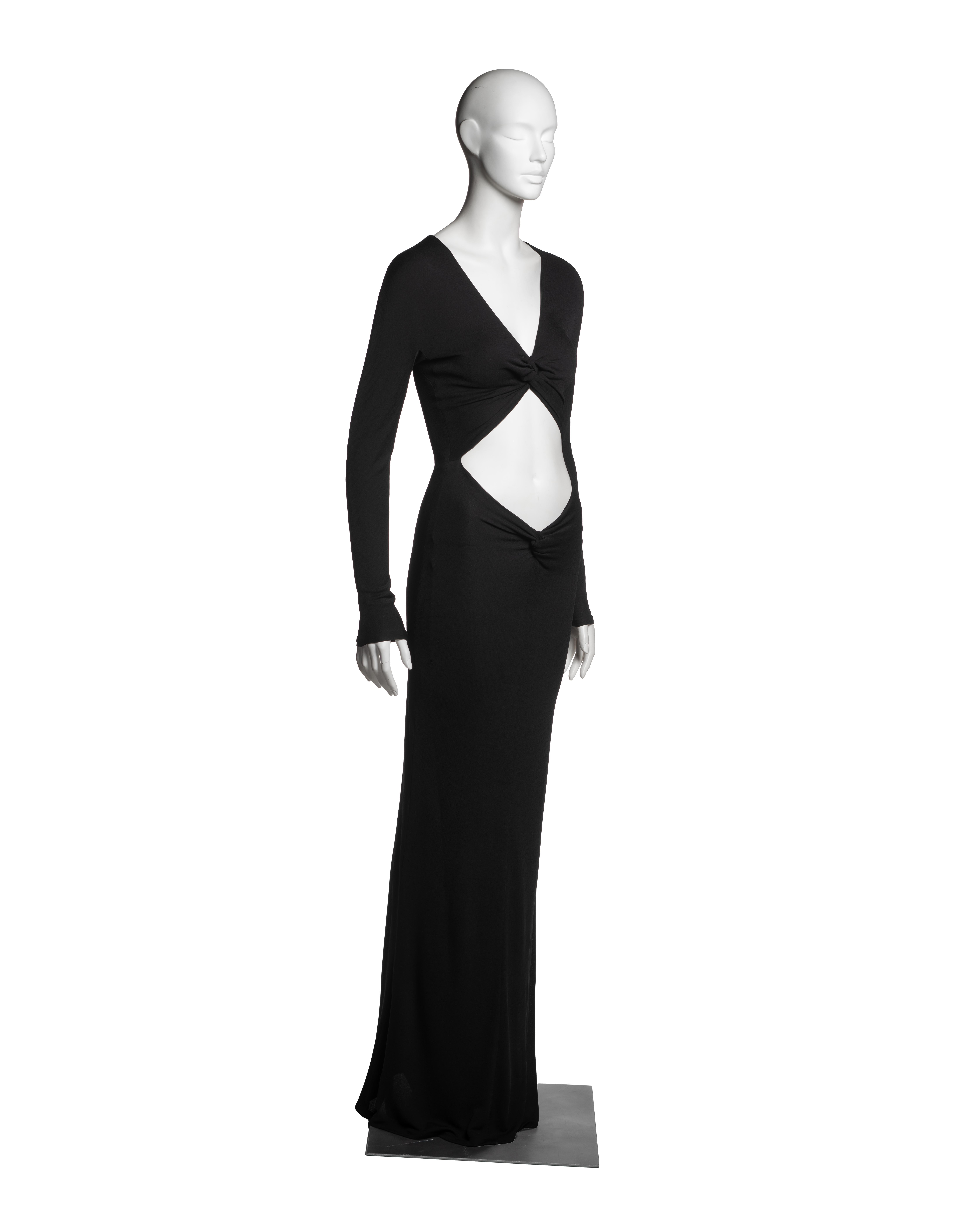 Women's Gucci by Tom Ford Black Rayon Jersey Cutout Evening Dress, FW 2002 For Sale