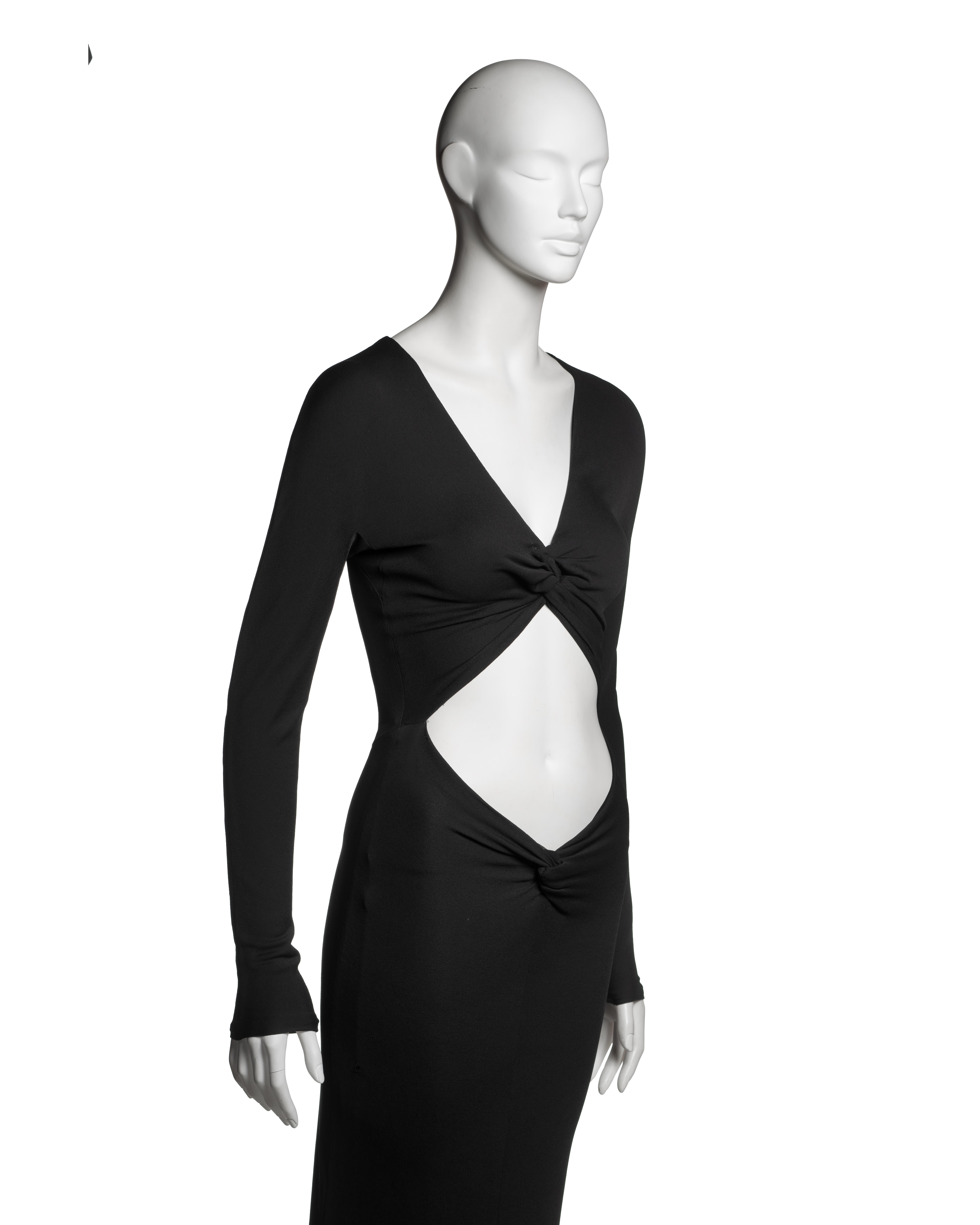 Gucci by Tom Ford Black Rayon Jersey Cutout Evening Dress, FW 2002 For Sale 1