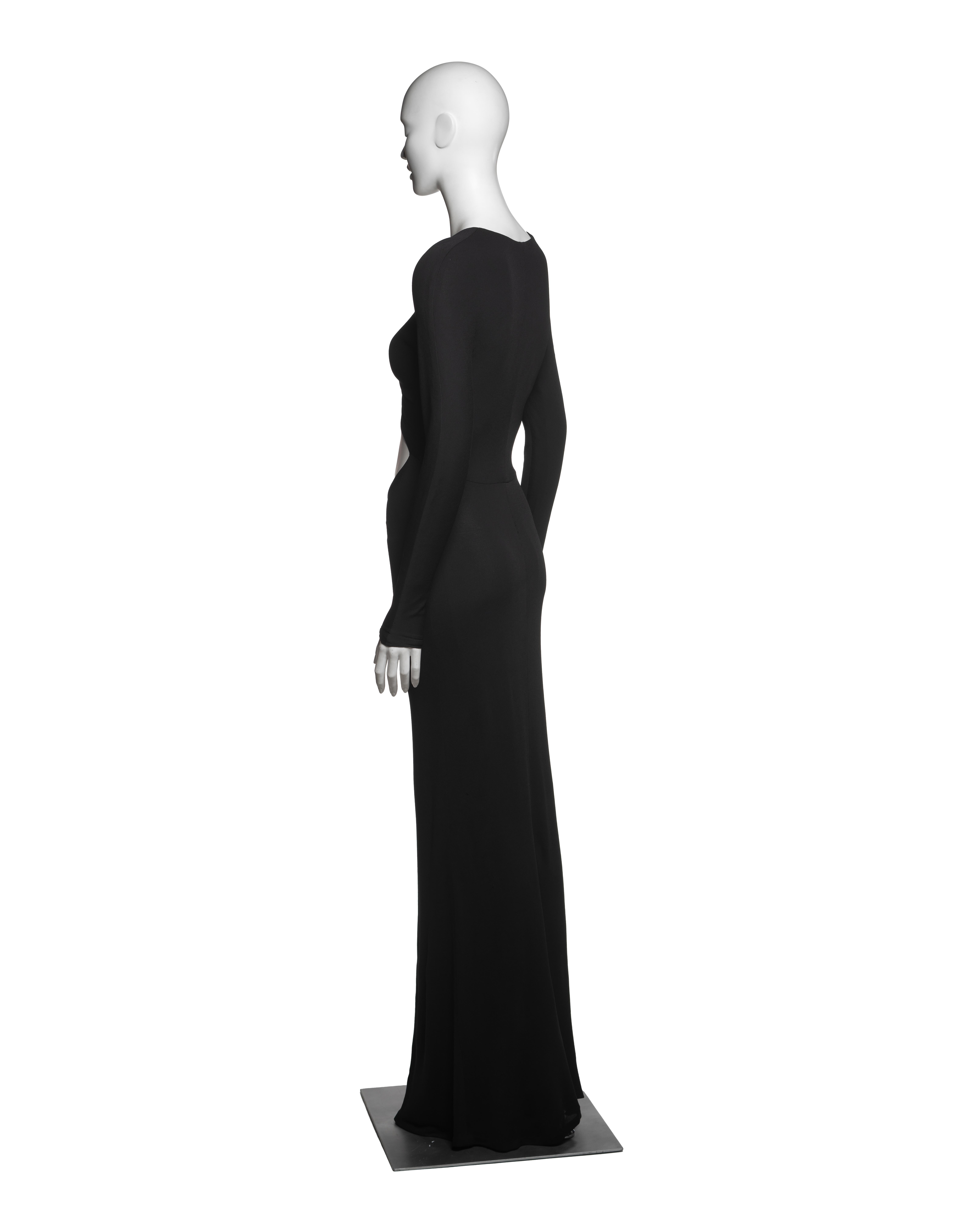 Gucci by Tom Ford Black Rayon Jersey Cutout Evening Dress, FW 2002 For Sale 3