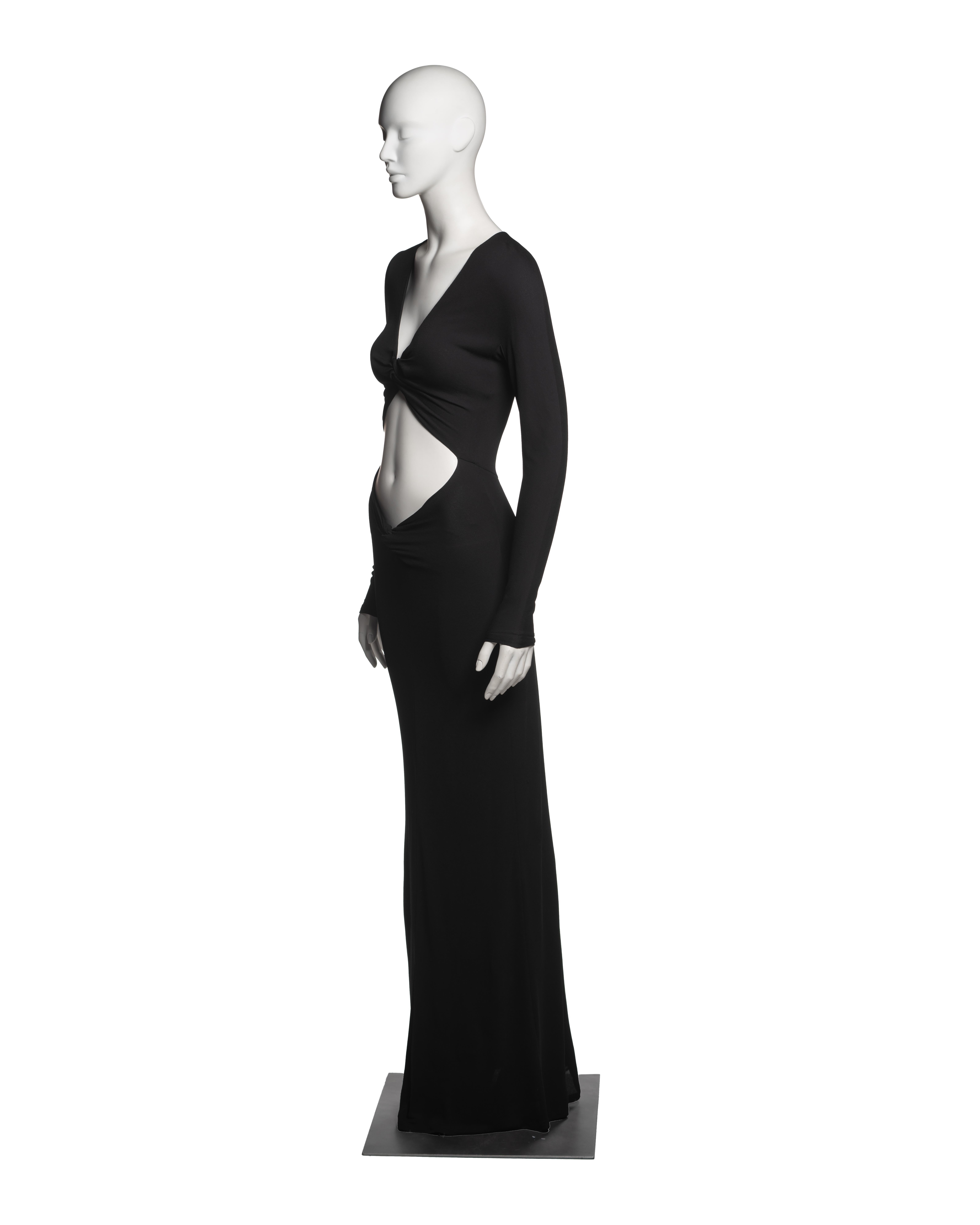 Gucci by Tom Ford Black Rayon Jersey Cutout Evening Dress, FW 2002 For Sale 4