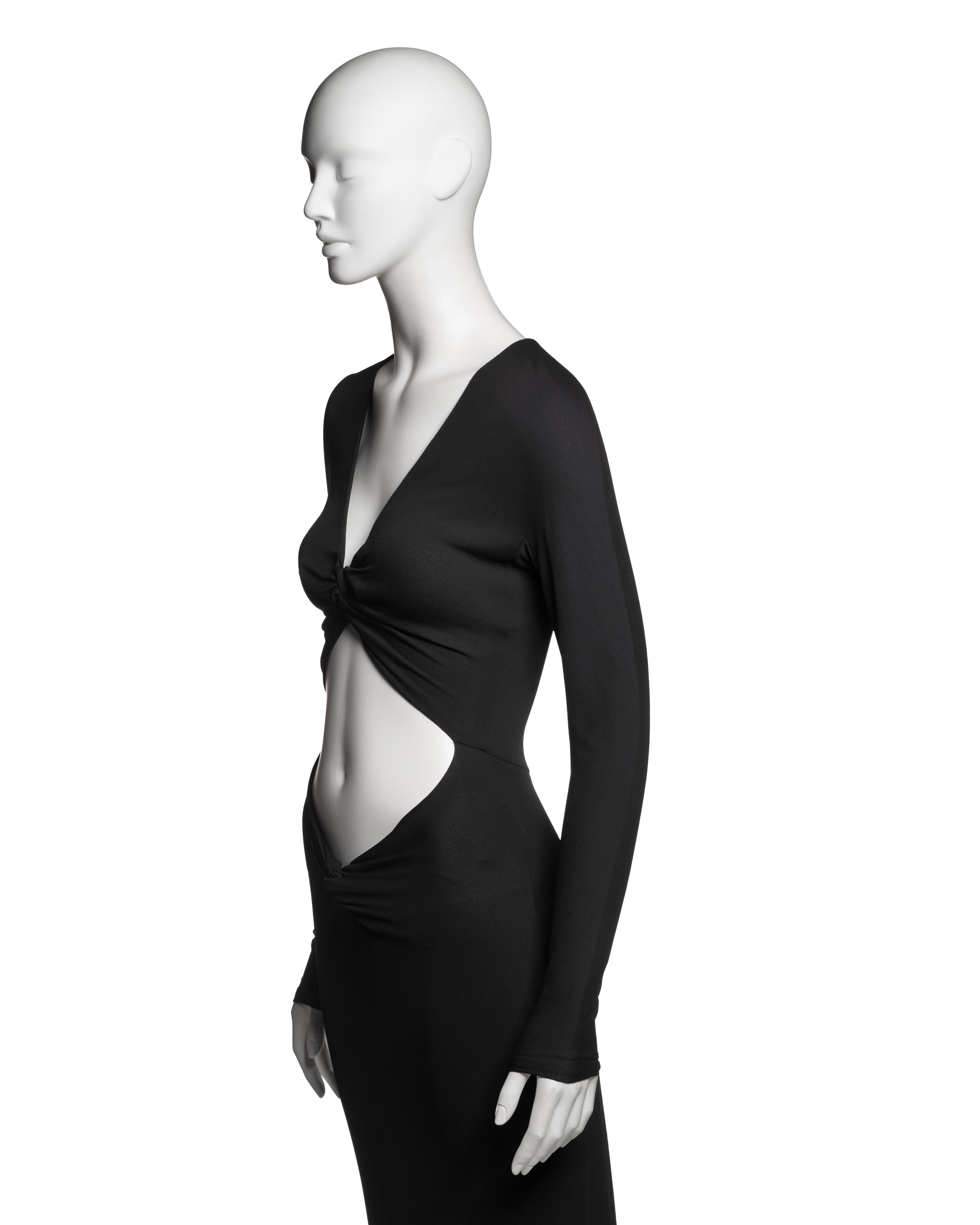 Gucci by Tom Ford Black Rayon Jersey Cutout Evening Dress, FW 2002 For Sale 5