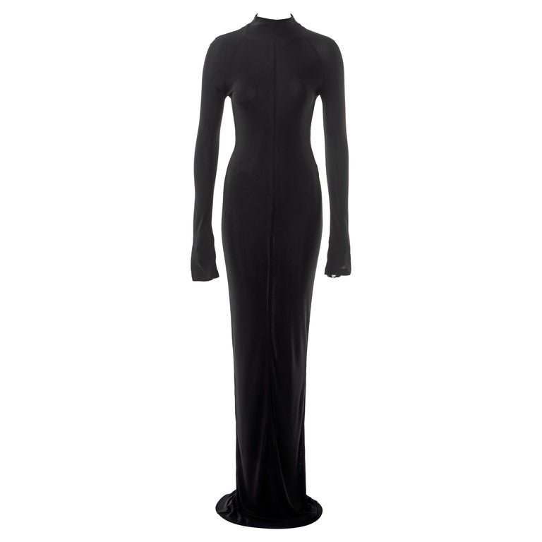 black jersey dresses with sleeves Black jersey dress with crystal chainmail on the neckline and sleeves main image 1
