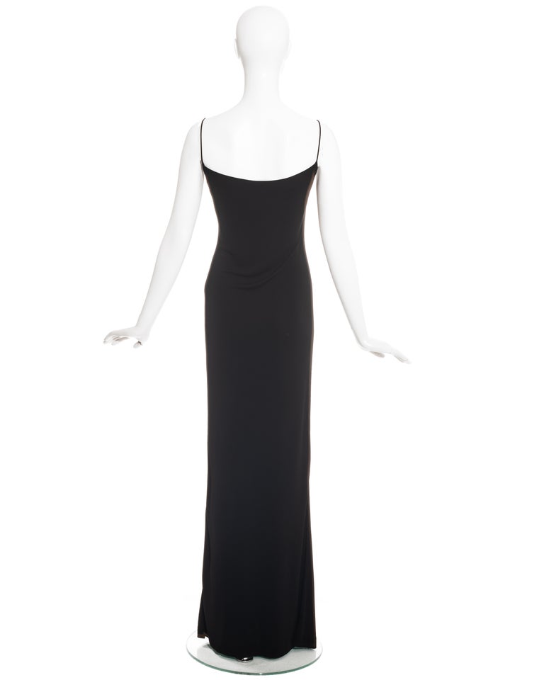 Gucci by Tom Ford black rayon jersey maxi dress with low plunge, fw 1997  For Sale at 1stDibs