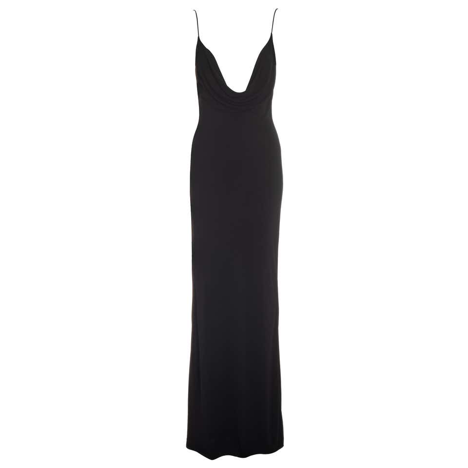 Gucci by Tom Ford black rayon jersey maxi dress with low plunge, fw ...