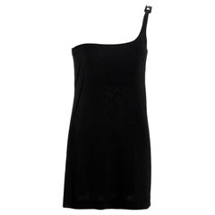 Gucci by Tom Ford mini vestido de noche de un hombro de rayón negro, ss 1998