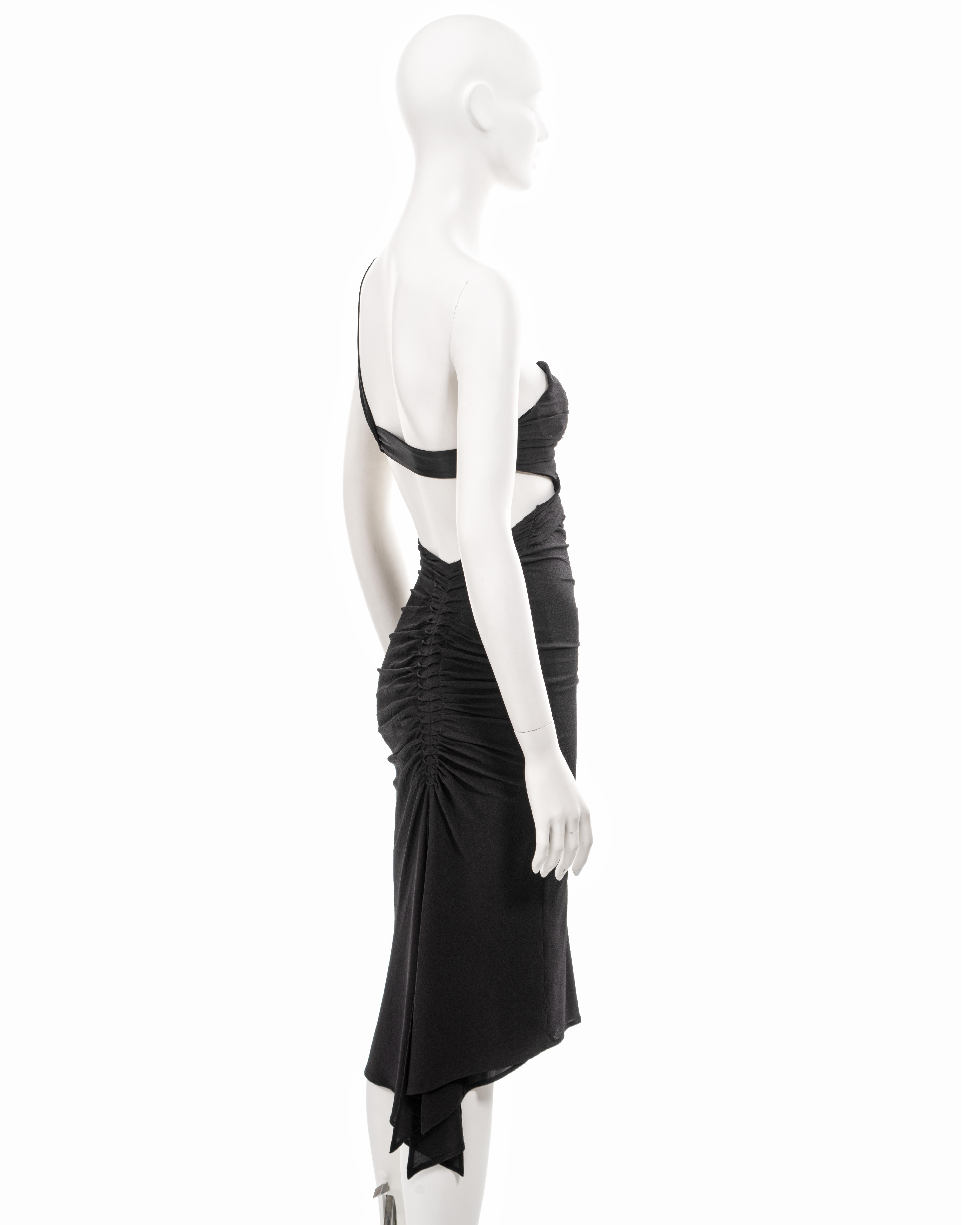 Gucci by Tom Ford black ruched silk spandex evening dress, fw 2003 For Sale 6