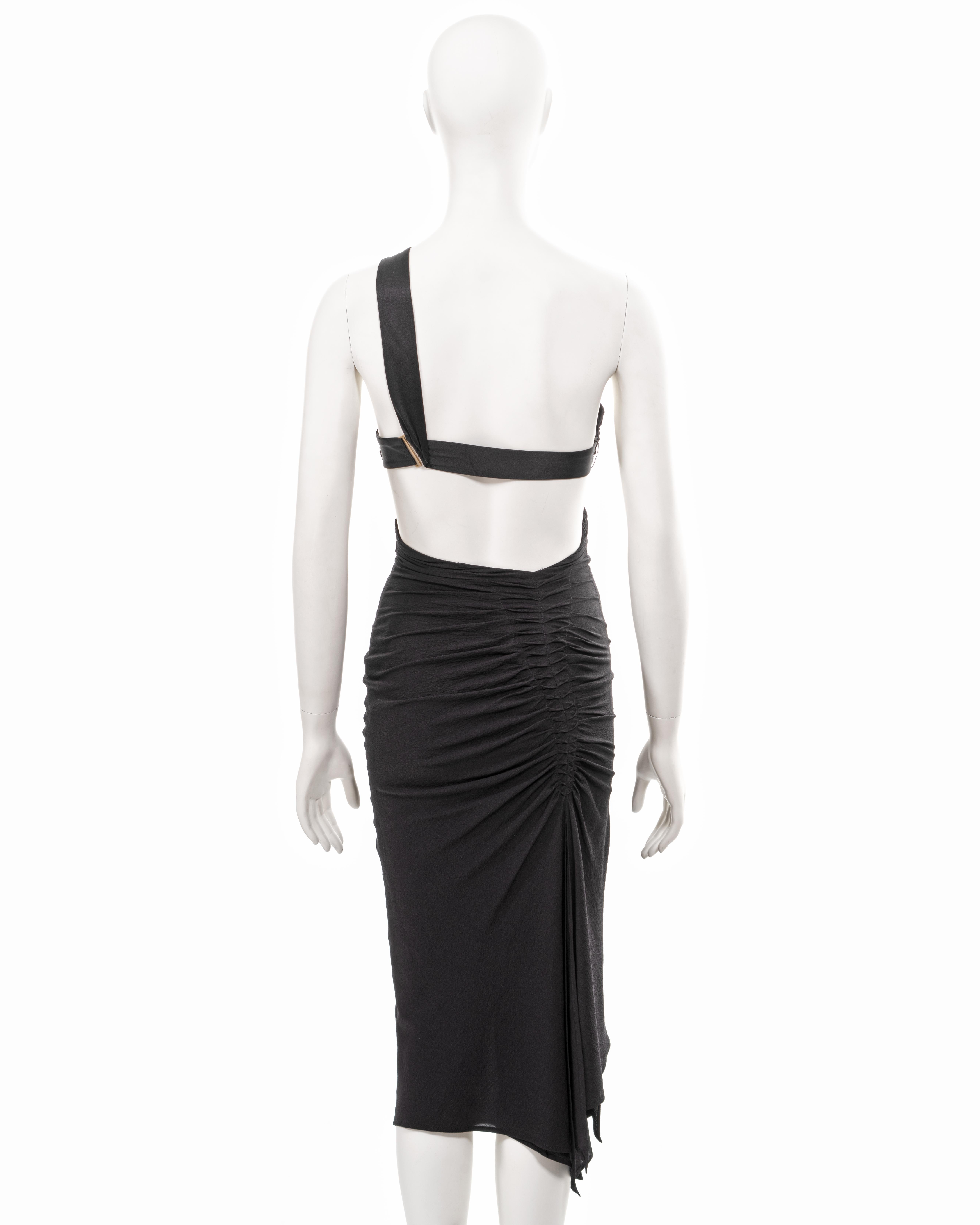 Gucci by Tom Ford black ruched silk spandex evening dress, fw 2003 For Sale 4