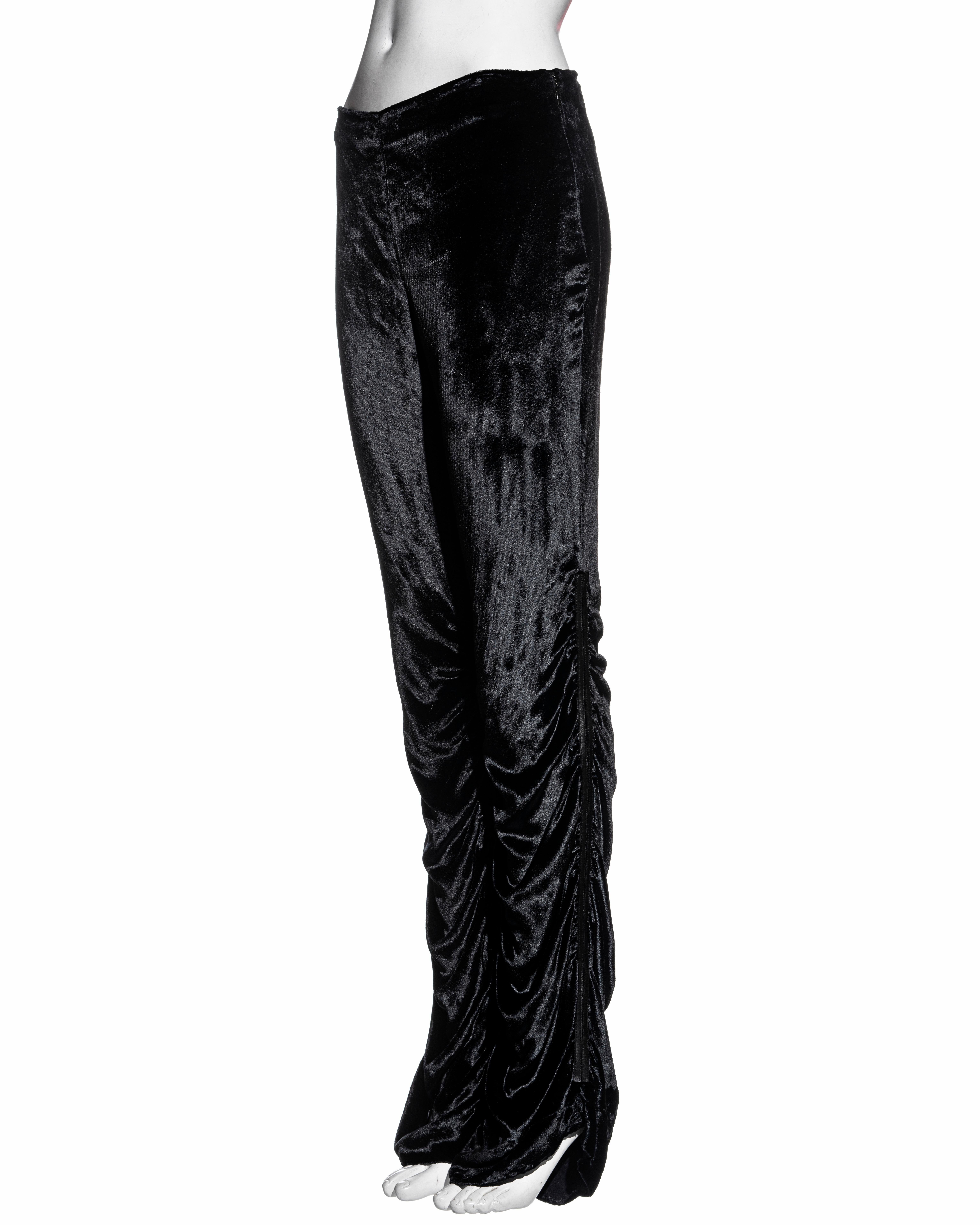 Black Gucci by Tom Ford black ruched velvet pants, fw 1999