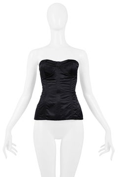 Gucci By Tom Ford Black Satin Corset Bustier Top 2001