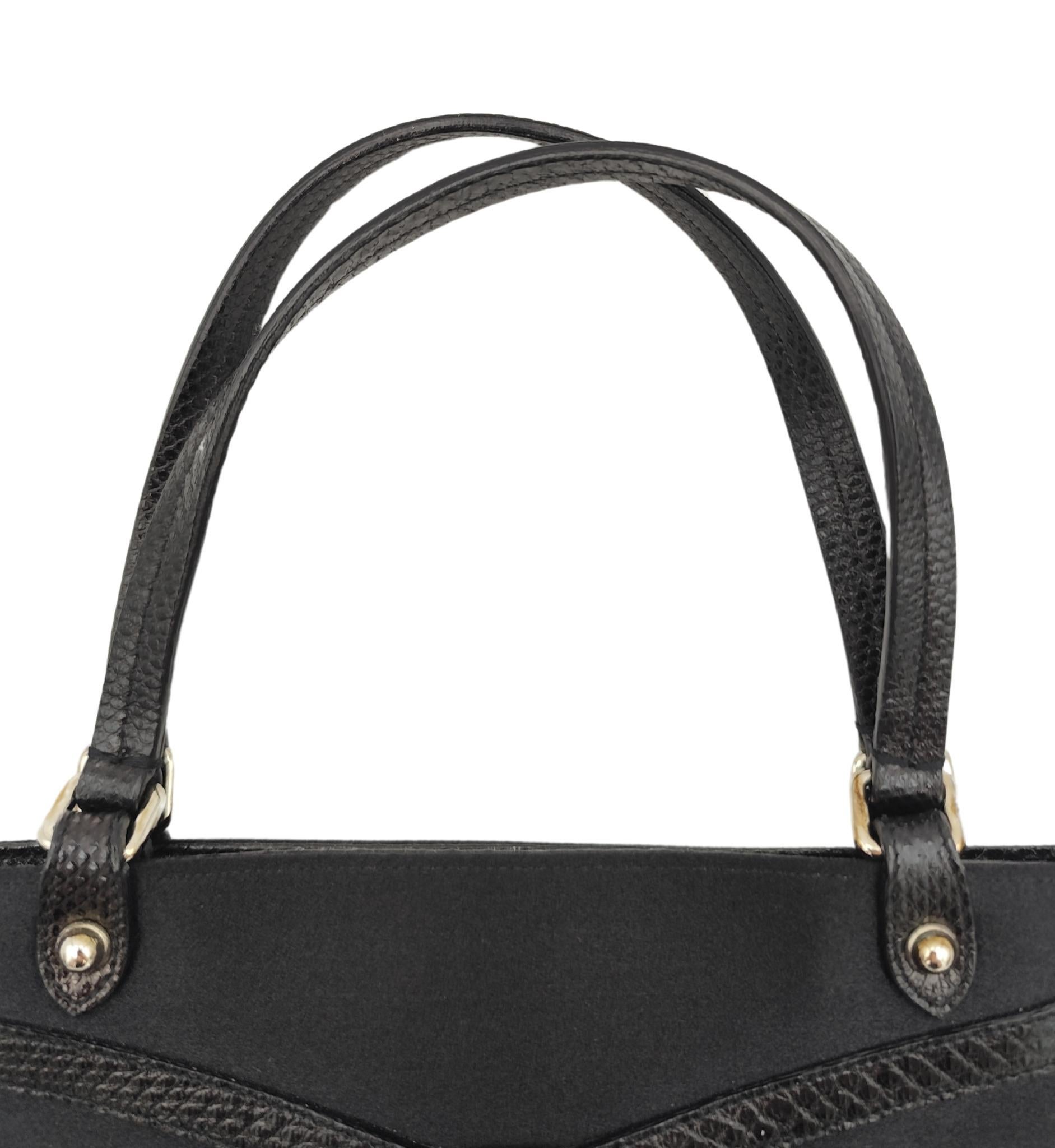 Gucci by Tom Ford black silk and lizard rhinestones logo Reins thong mini bag For Sale 5