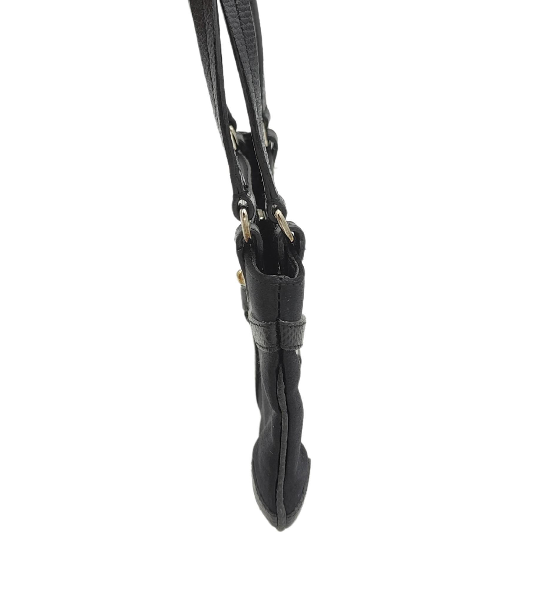 Gucci by Tom Ford black silk and lizard rhinestones logo Reins thong mini bag For Sale 1