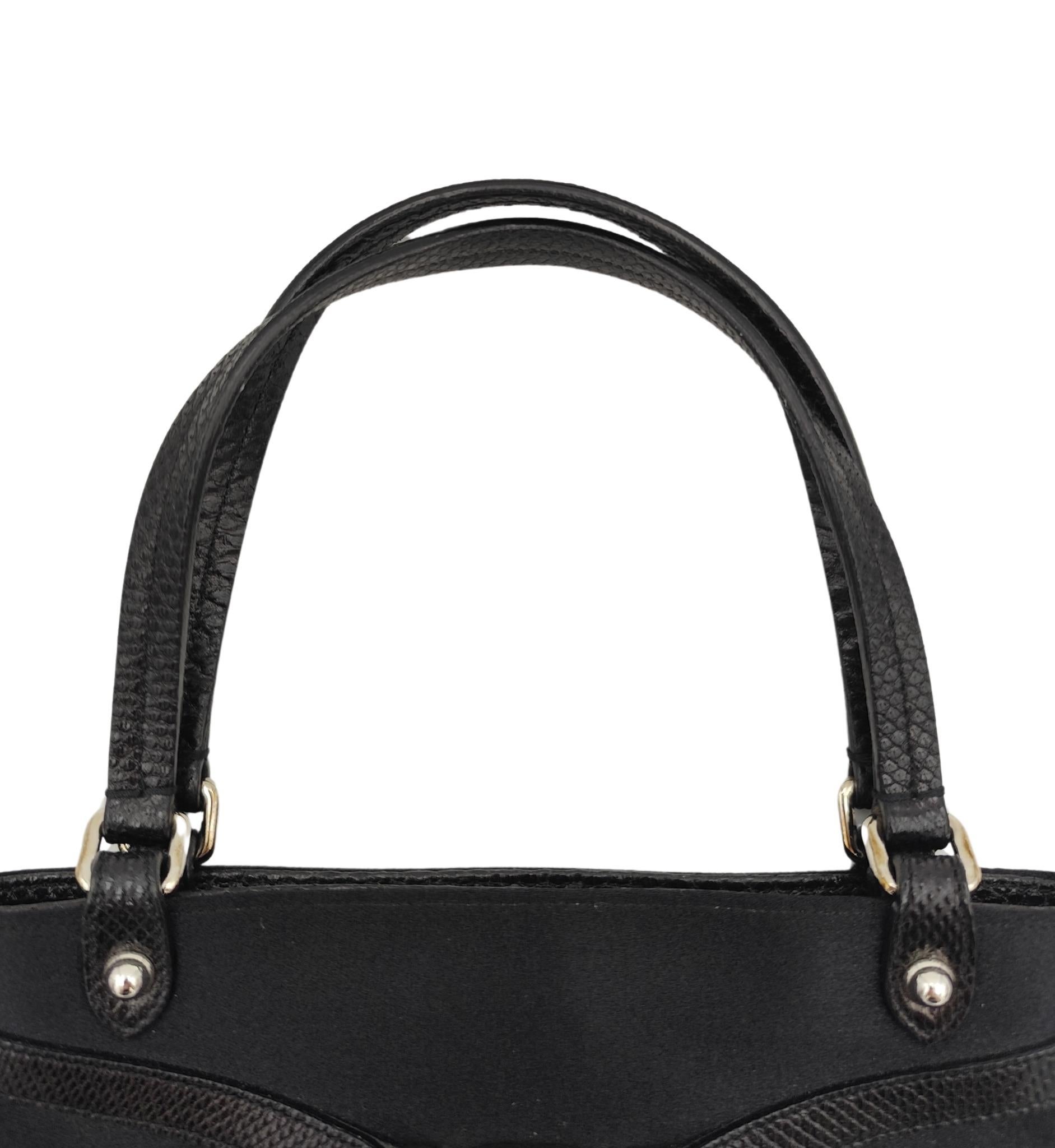 Gucci by Tom Ford black silk and lizard rhinestones logo Reins thong mini bag For Sale 3