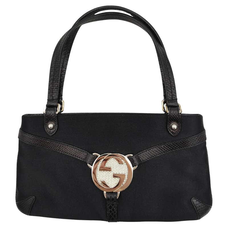 Gucci Small Rhinestone 2000s Gucci by Tom Ford Black Silk Rhinestone 'GG' Logo Thong Mini ...