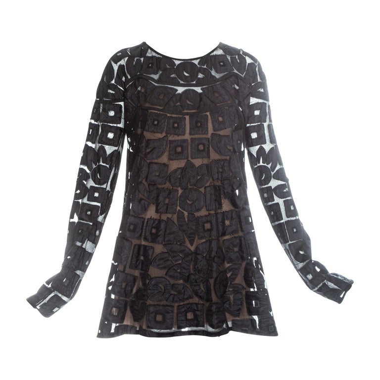 Gucci by Tom Ford black silk babydoll mini dress, fw 2001 For Sale at ...