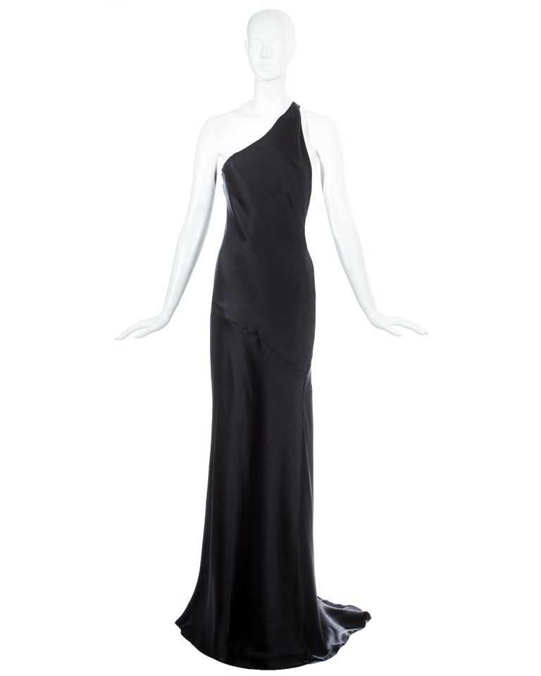 Gucci by Tom Ford black silk bias cut one-shoulder evening dress, ss ...