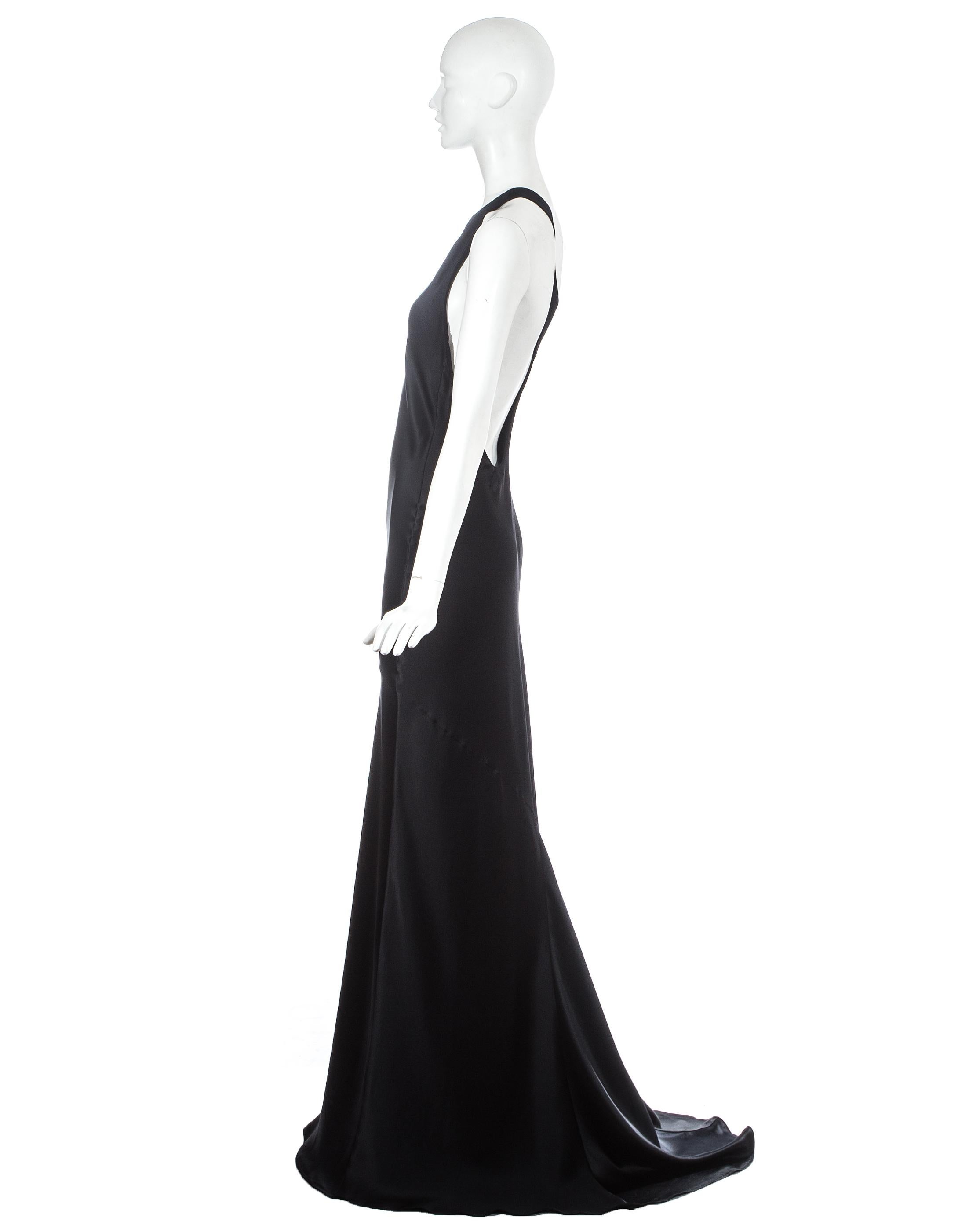 Black Gucci by Tom Ford black silk bias cut one-shoulder evening dress, ss 2000