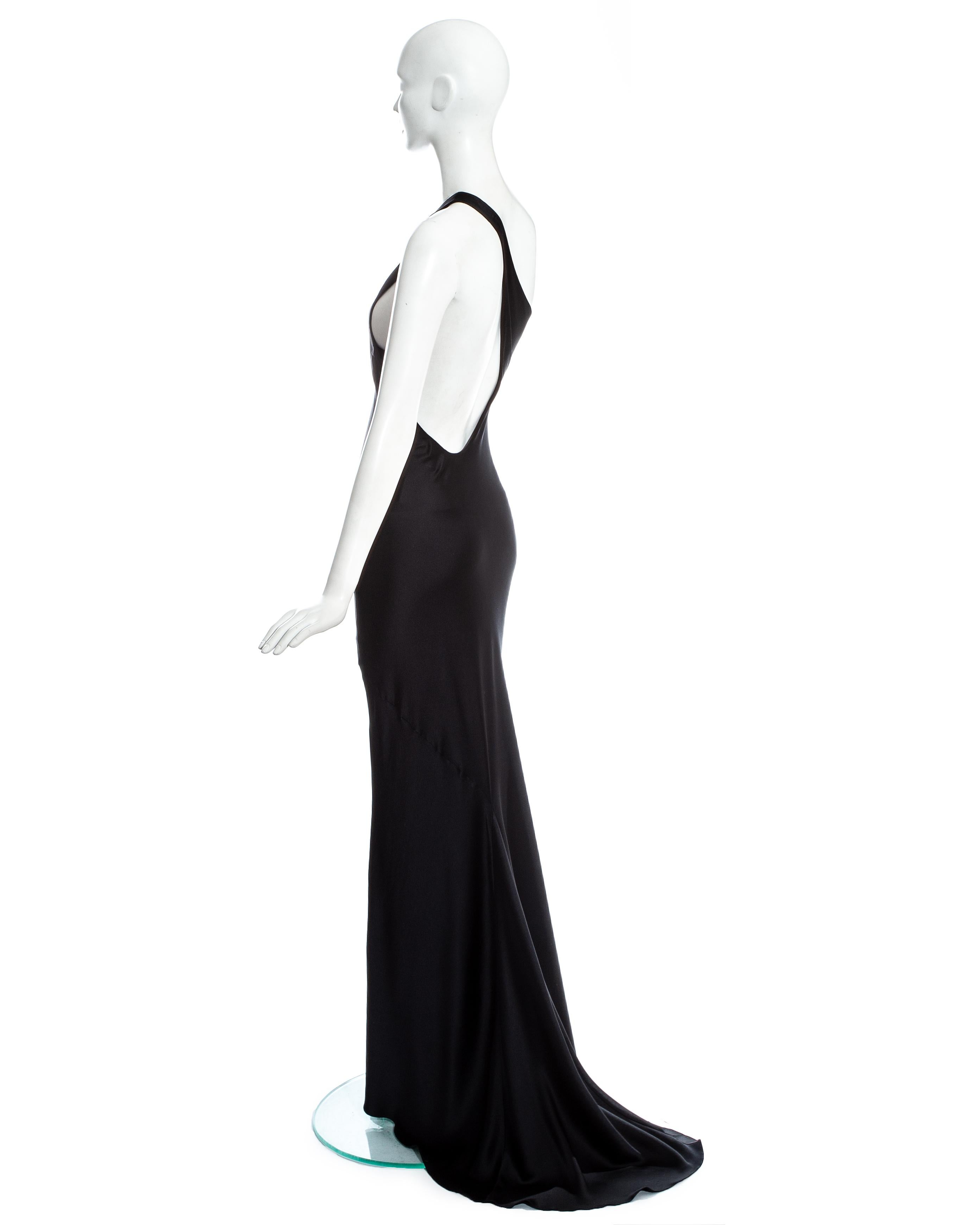 Gucci by Tom Ford black silk bias cut open back evening dress, fw 2000 1