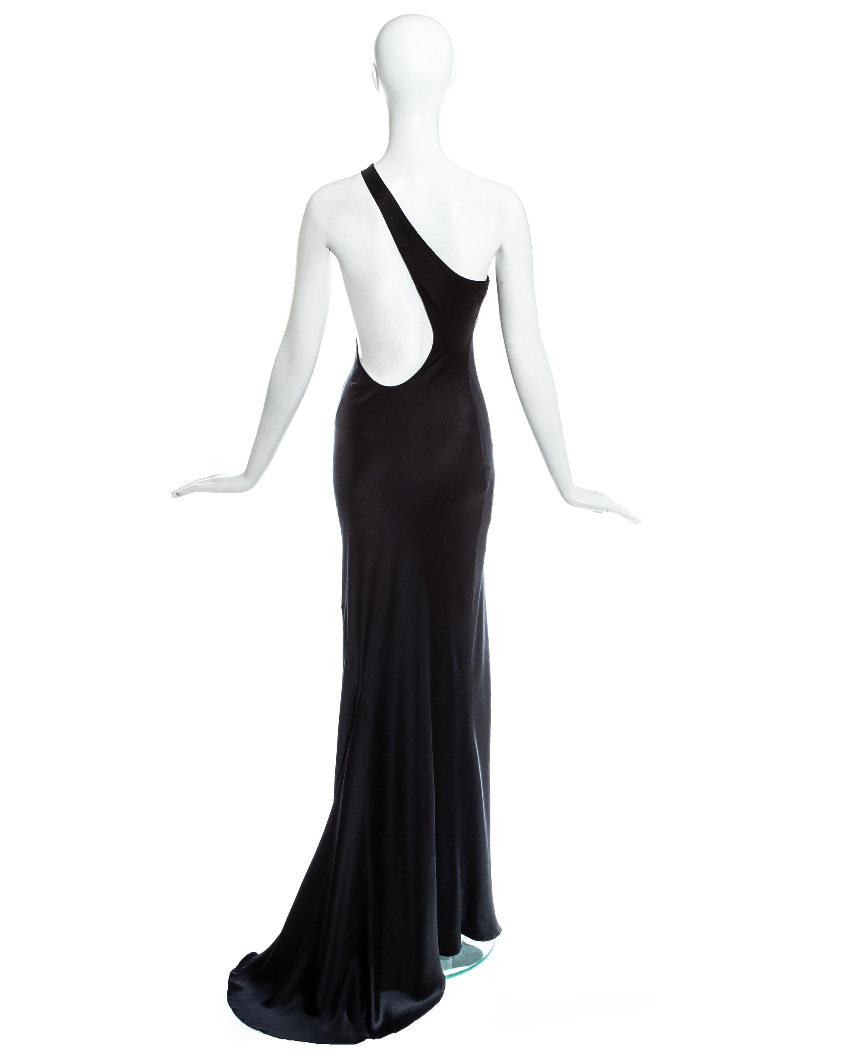 Gucci by Tom Ford black silk bias cut open back evening dress, fw 2000 2