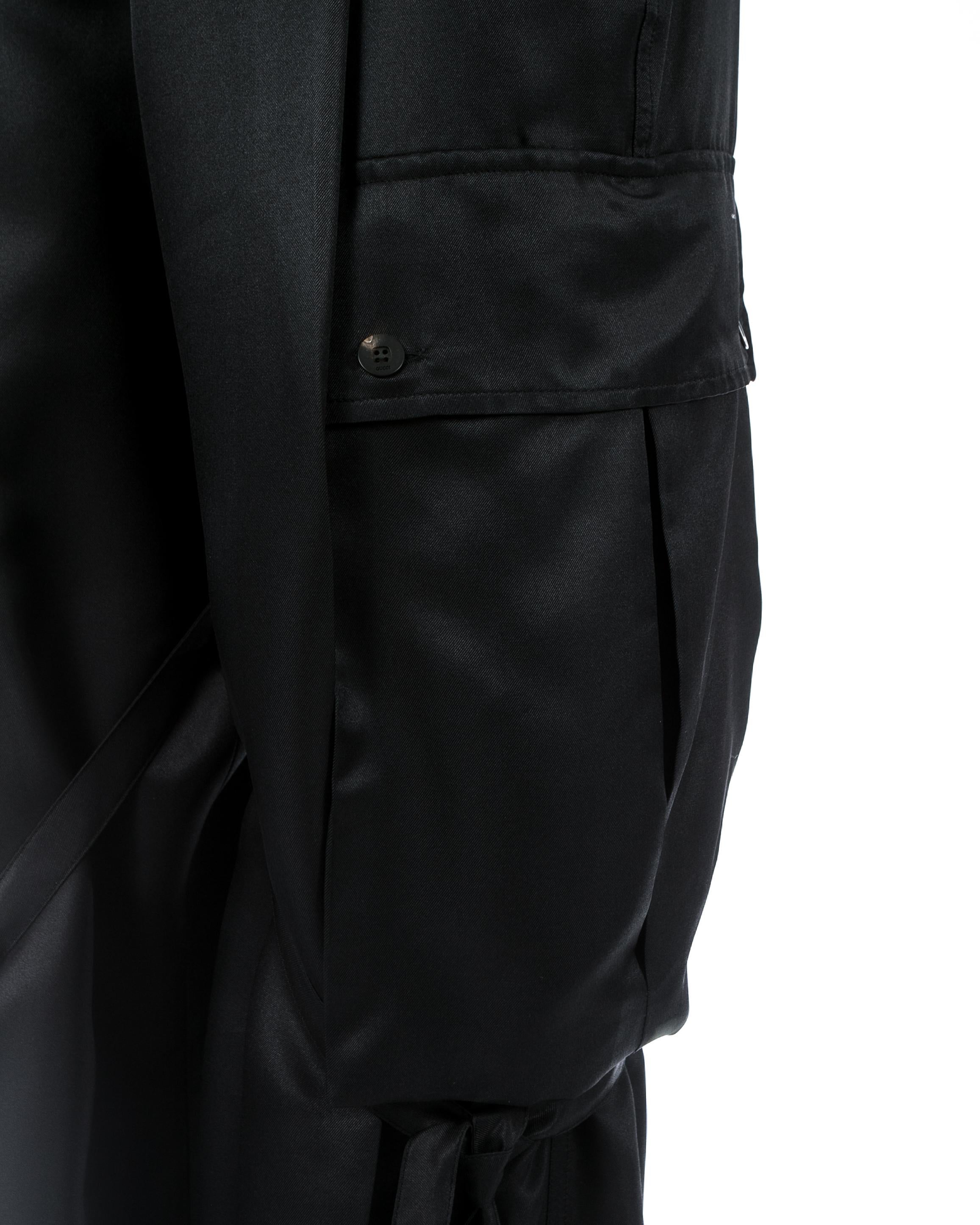 Gucci by Tom Ford black silk bondage cargo evening pants, ss 2001 In Good Condition In London, London