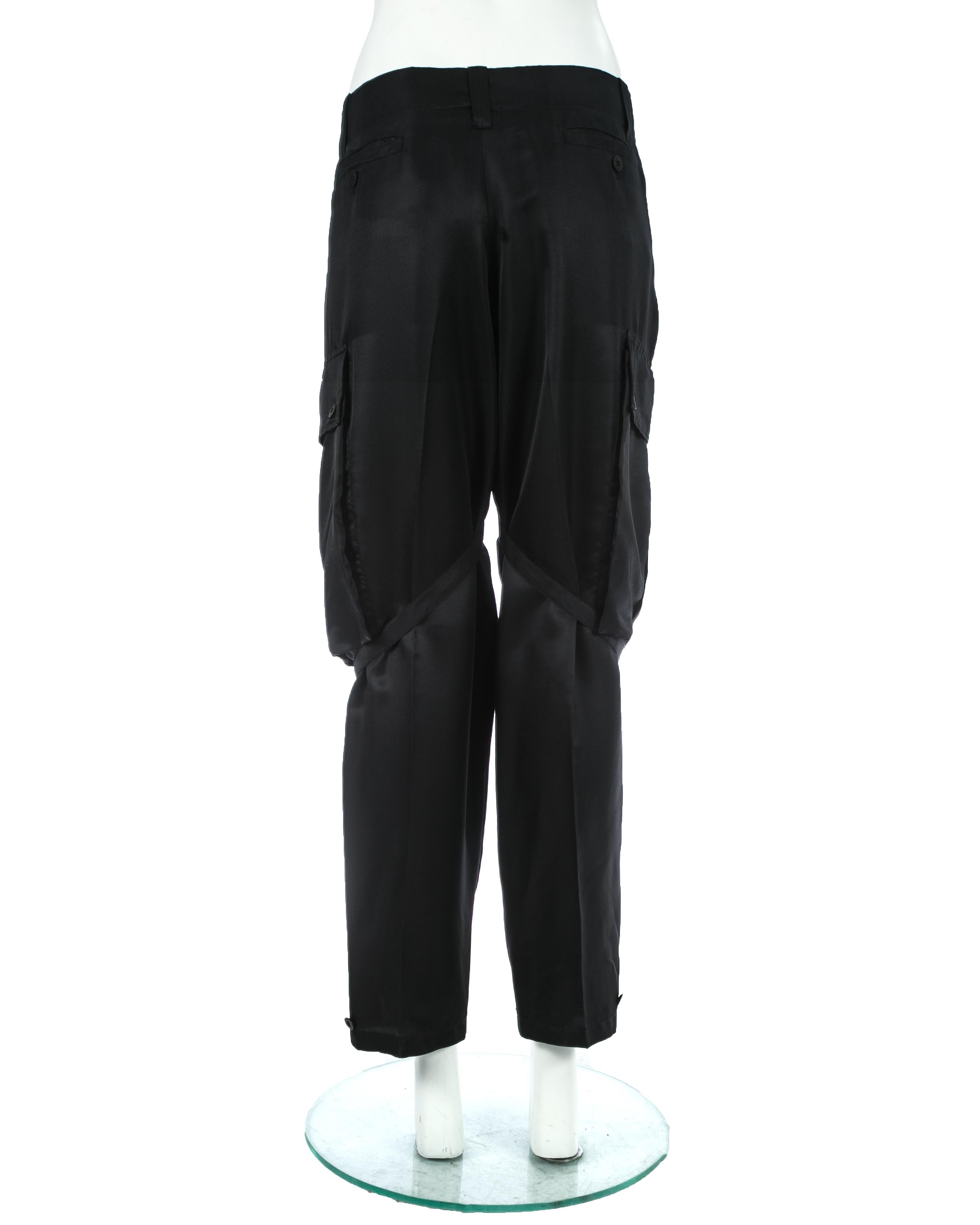 Gucci by Tom Ford black silk bondage cargo evening pants, ss 2001 1