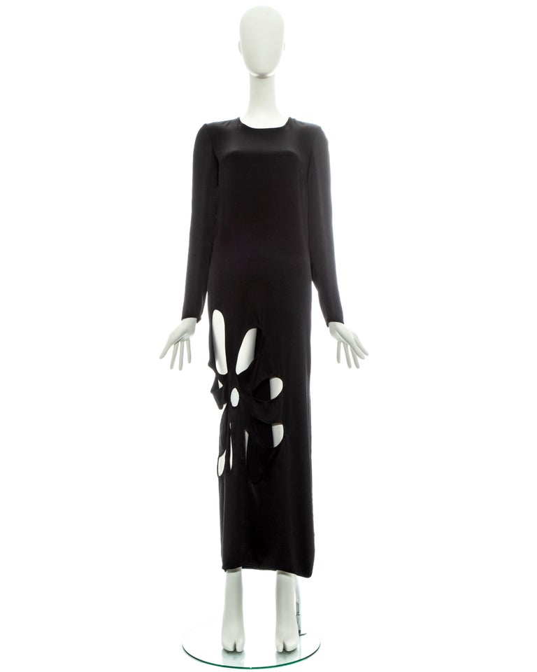 Gucci by Tom Ford black silk column dress with floral cut outs, ss 2002 ...