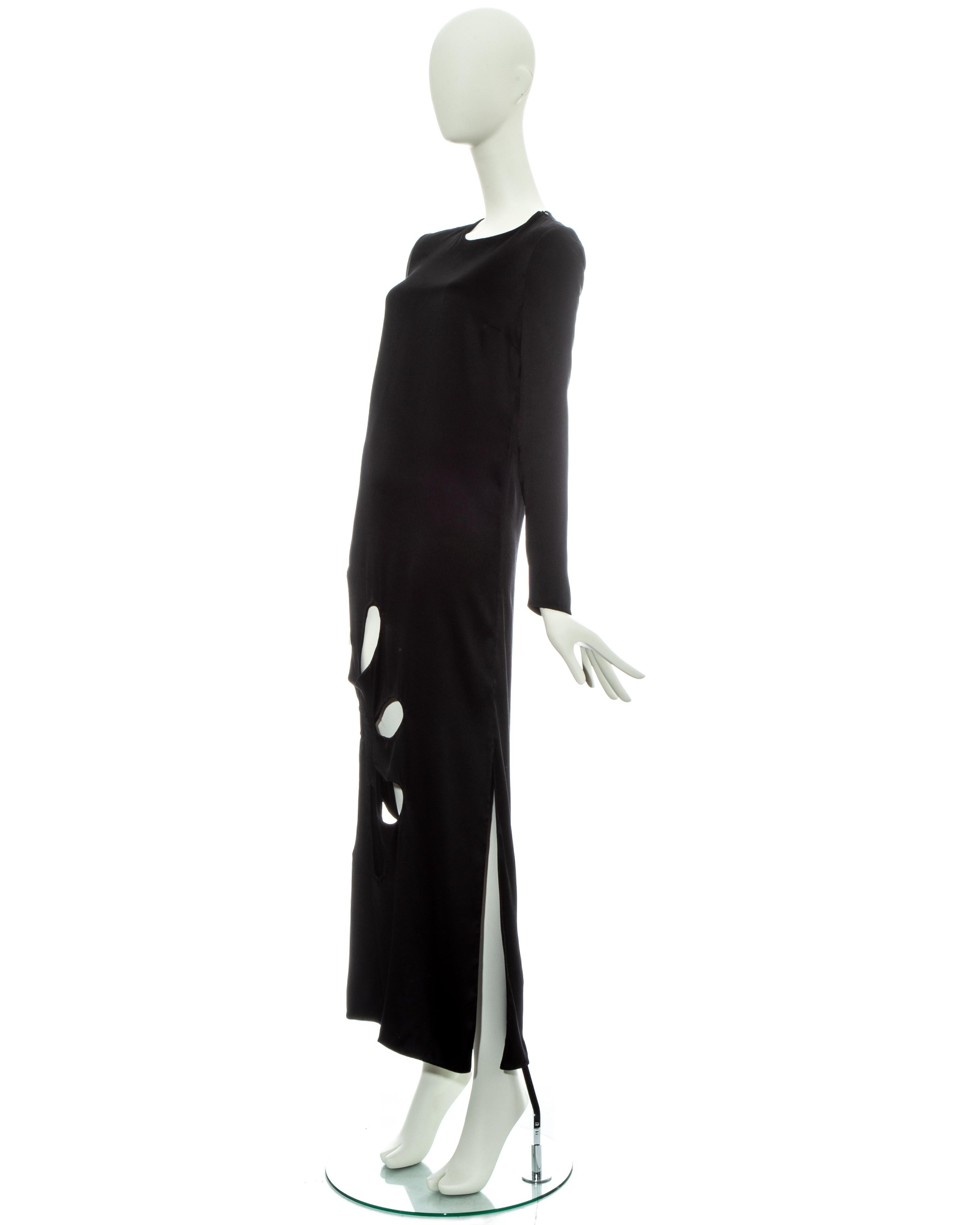 Women's Gucci by Tom Ford black silk column dress with floral cut outs, ss 2002