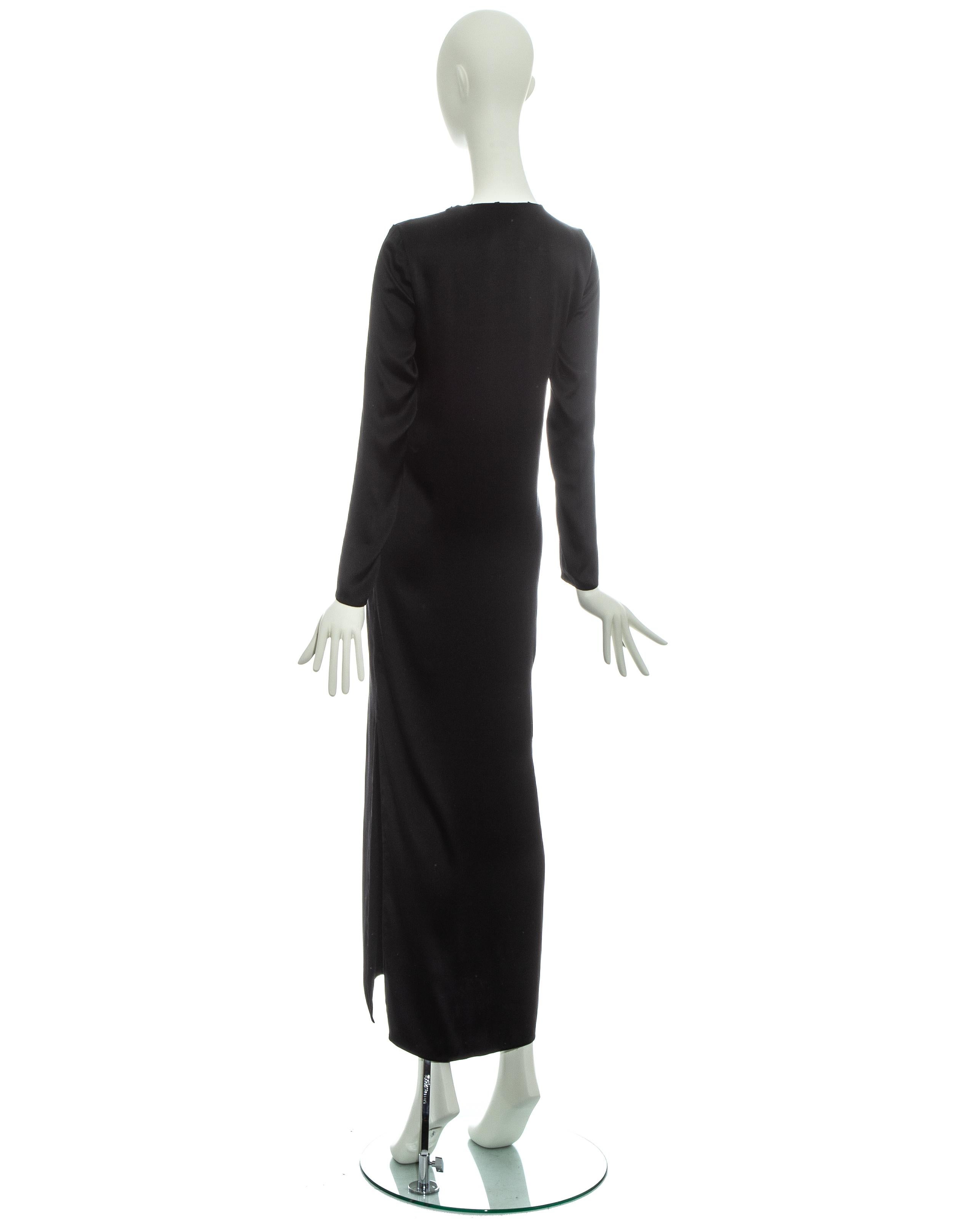 Gucci by Tom Ford black silk column dress with floral cut outs, ss 2002 2